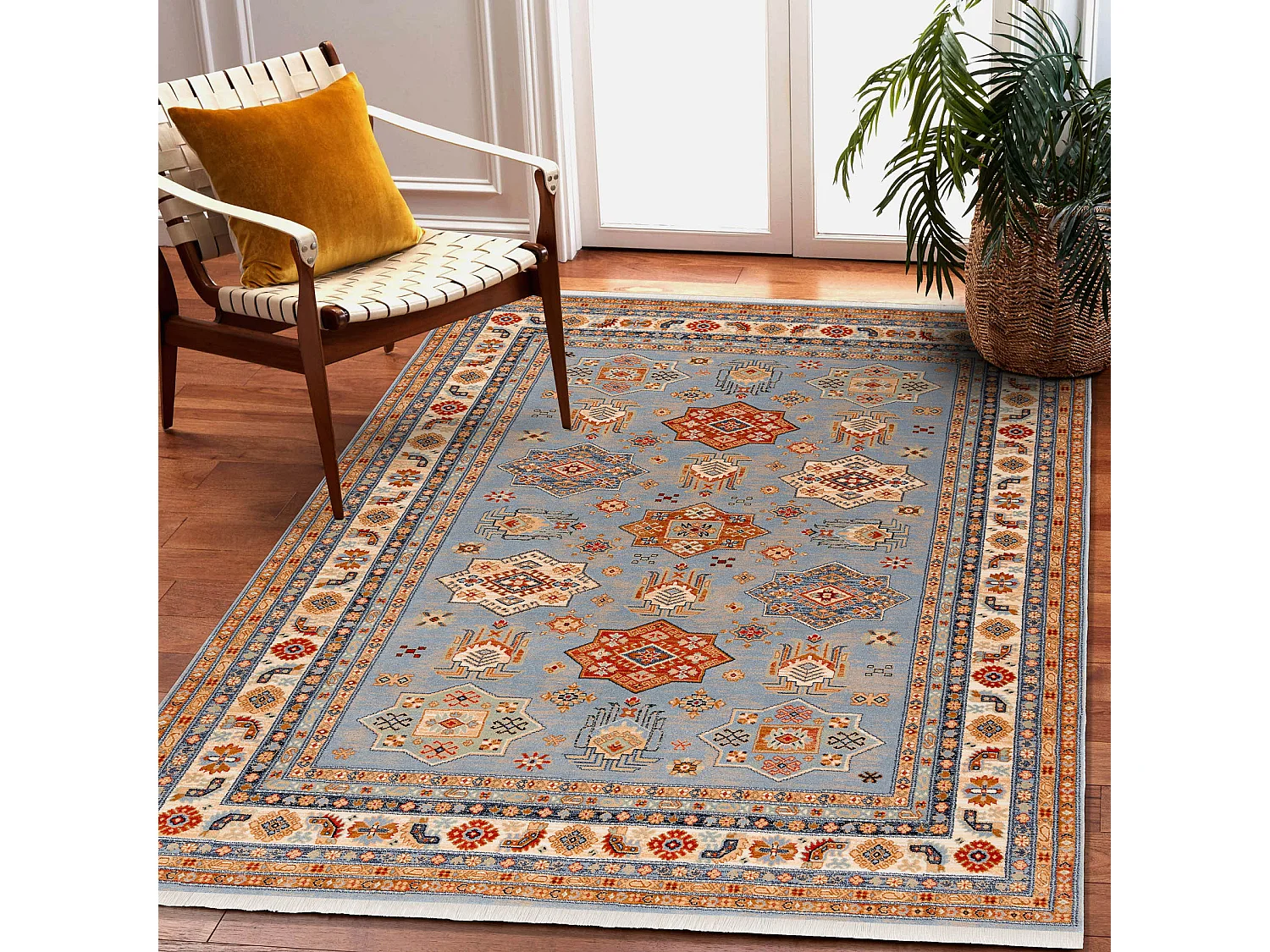 Tapijt KESHAN Frame oosters 7683/53544 beige / blauw 200x290 cm