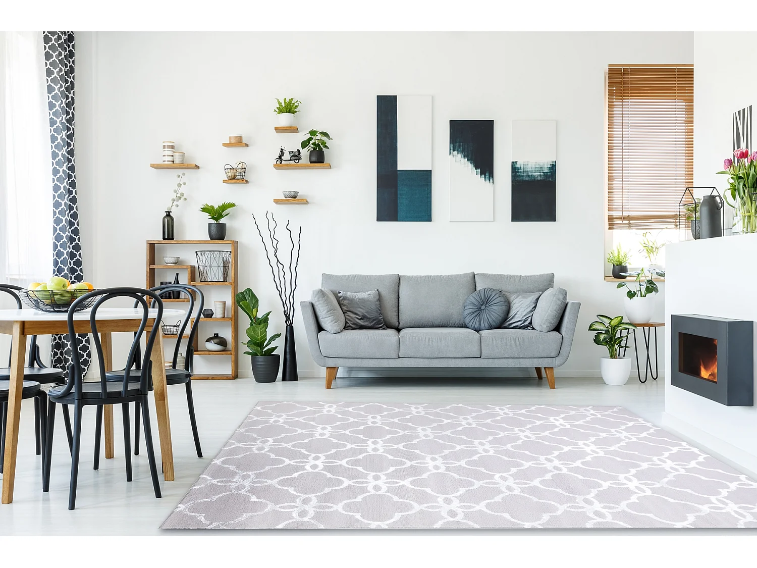 Tapis MEFE moderne  8504 Treillis, fleurs - Structural deux niveaux de 80x150 cm