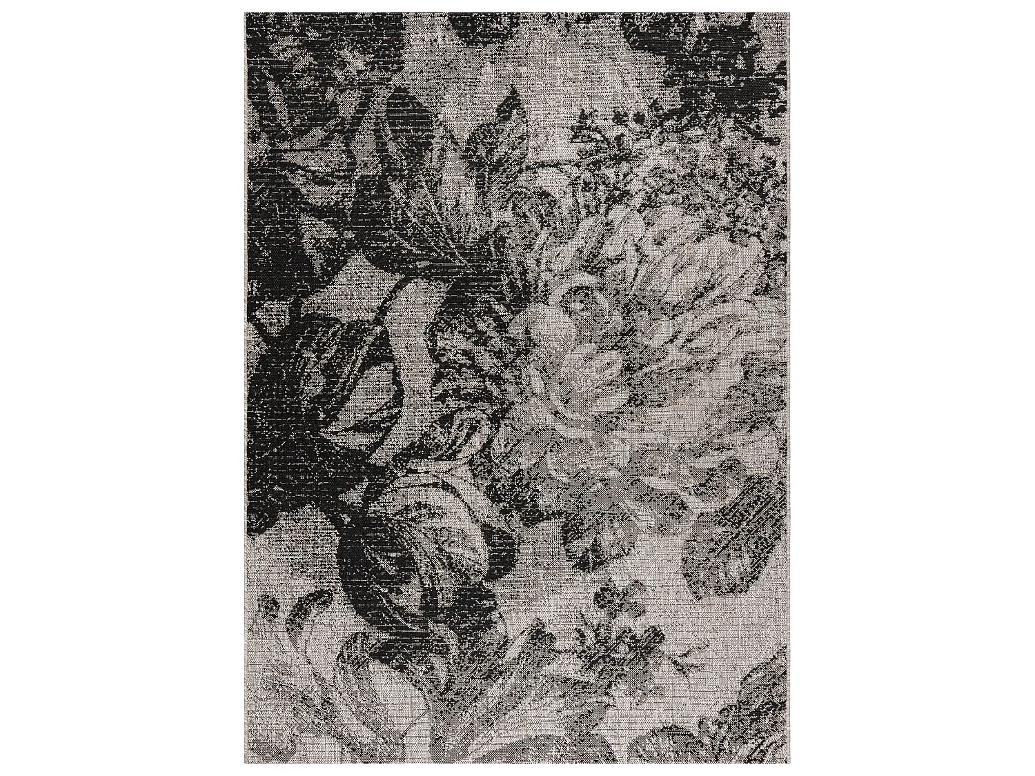 Sisal tapijt SISAL FLOORLUX 20491 BLOEMEN zilver / zwartkleuring 80x150 cm