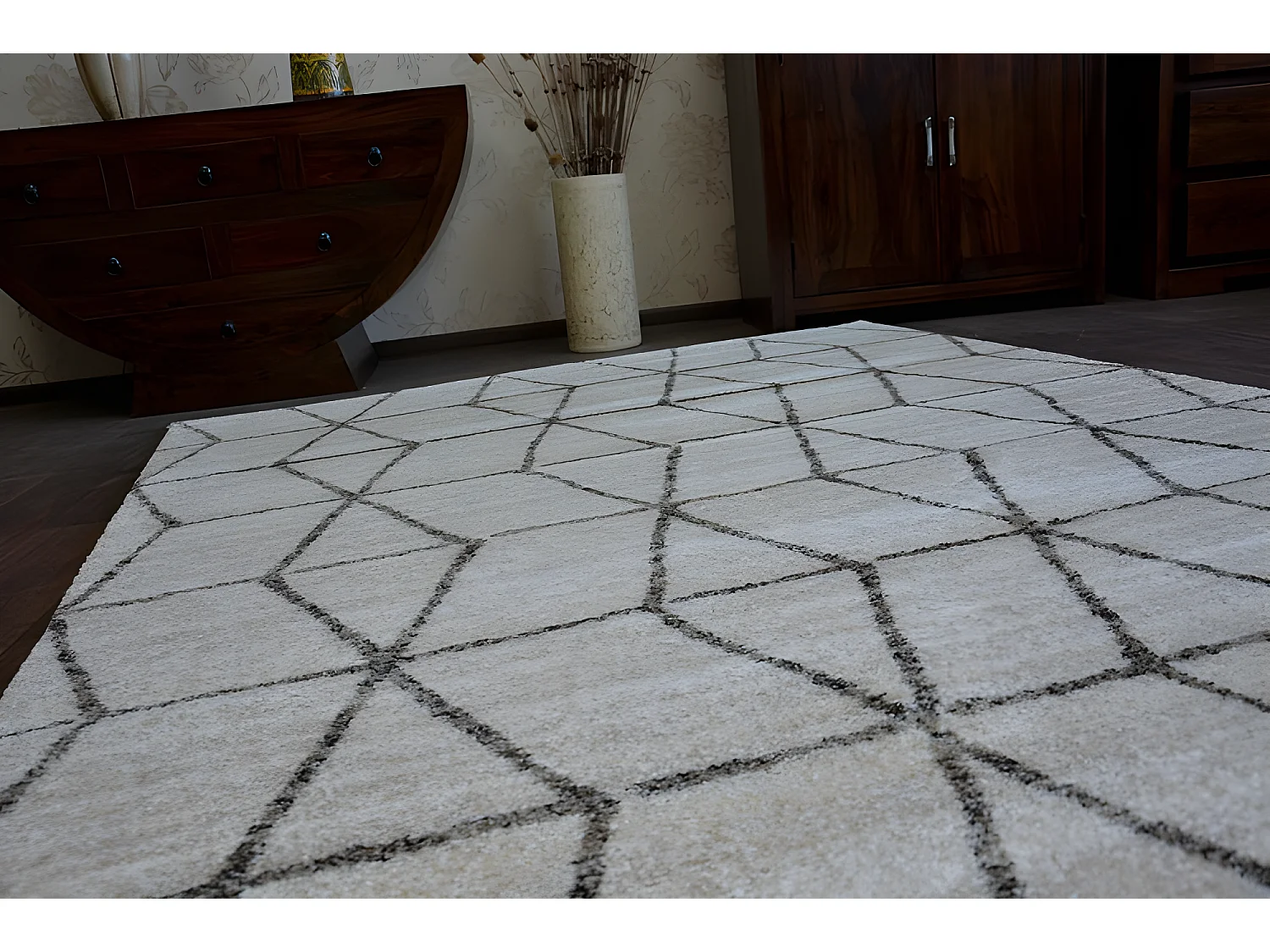 Tapijt SHADOW 818 crème / l. beige - Driehoek 80x150 cm