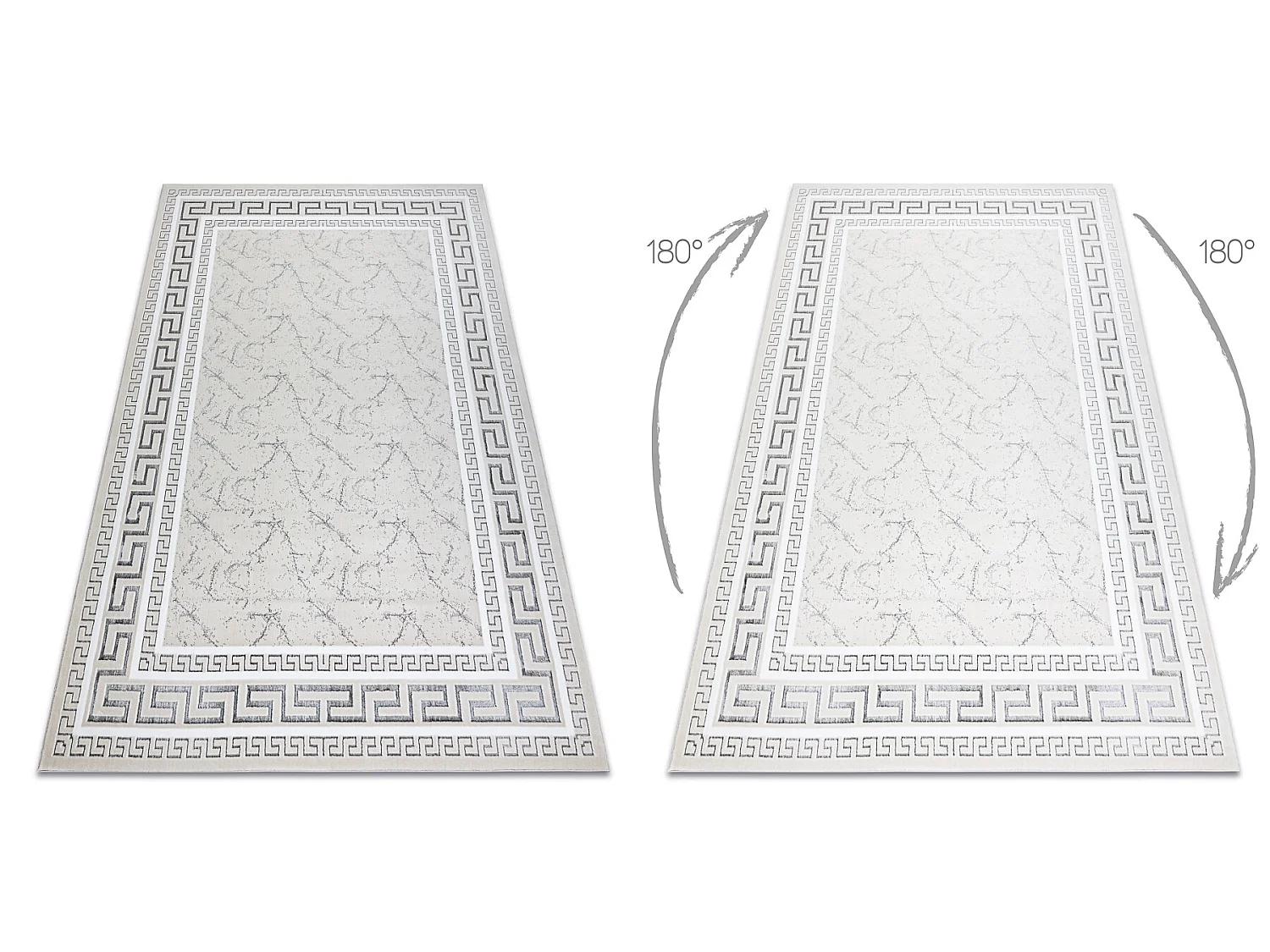 Tapis GLOSS moderne 2813 57 élégant, cadre, grec ivoire / gris 200x290 cm