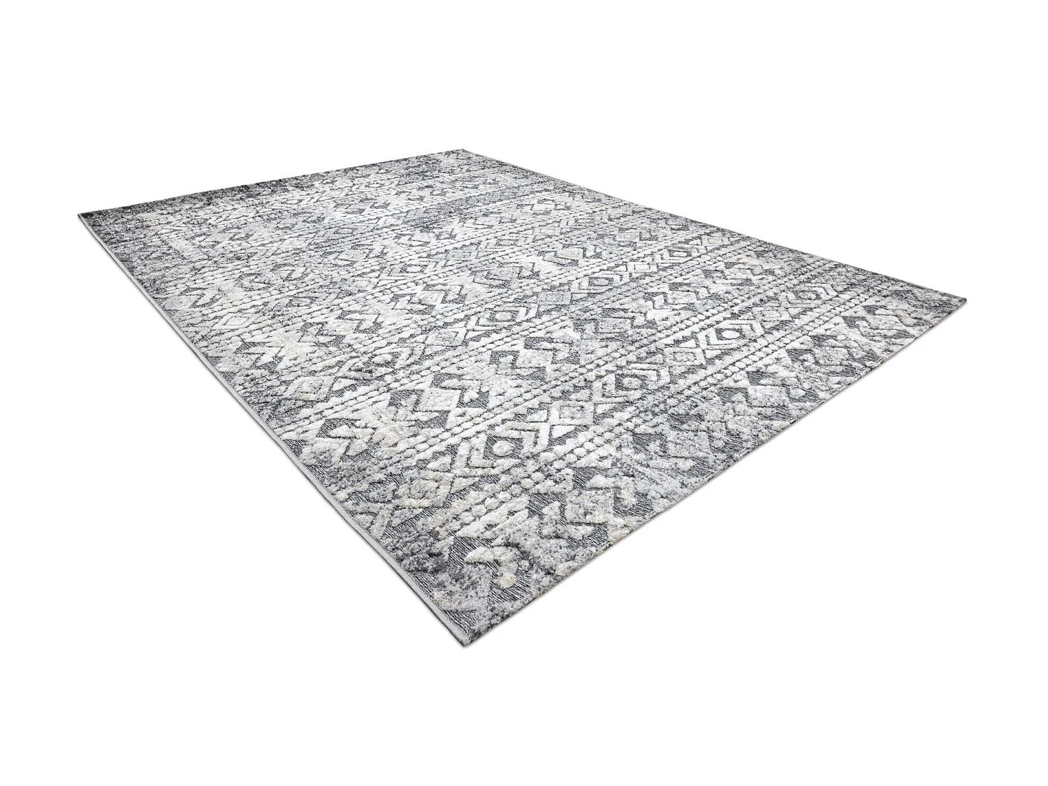 Tapis Structural SOLE D3732 aztèque, diamants - tissé à plat gris / 140x190 cm