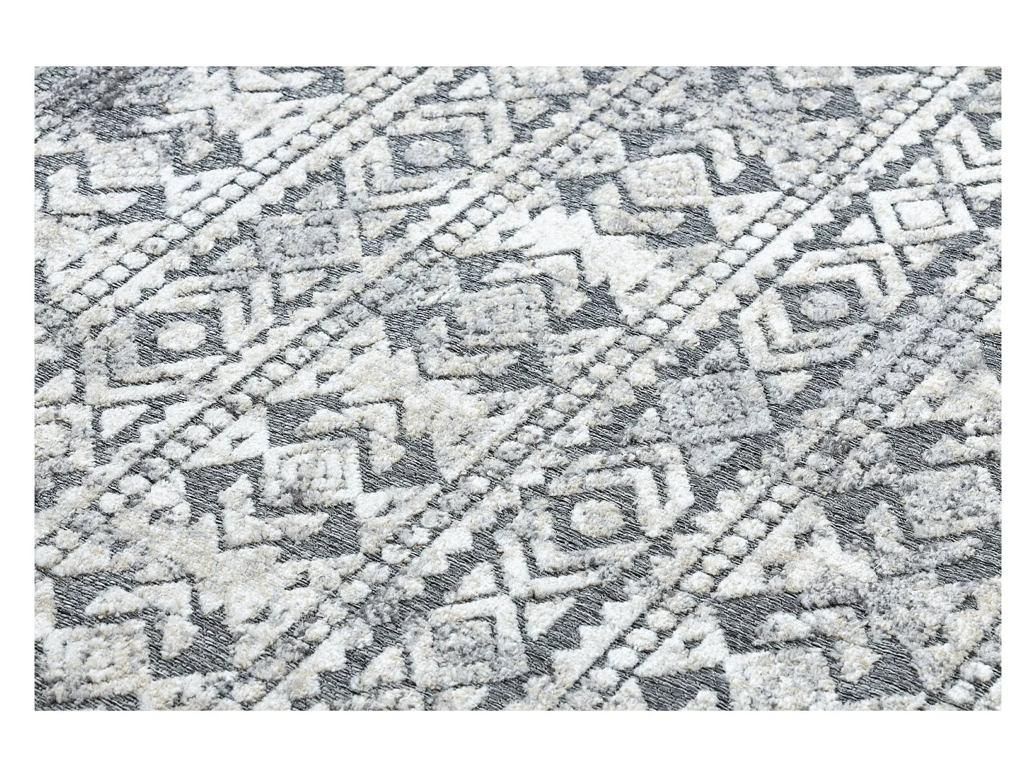 Tapis Structural SOLE D3732 aztèque, diamants - tissé à plat gris / 140x190 cm