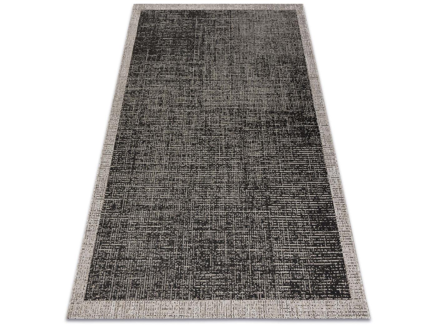 Sisal Tapijt SISAL FLOORLUX 20401 Kader Zwart Zilver 200x290 Cm