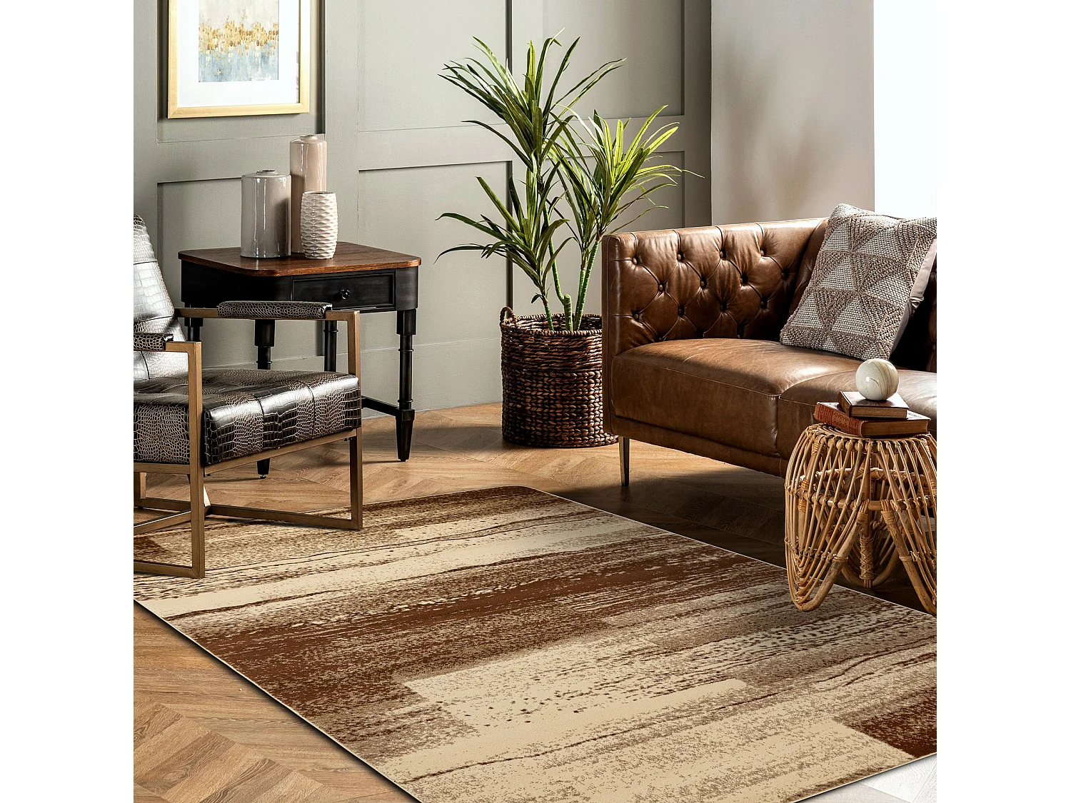 Tapis ROYAL modèle GR009 Sable, crème / brun 200x290 cm