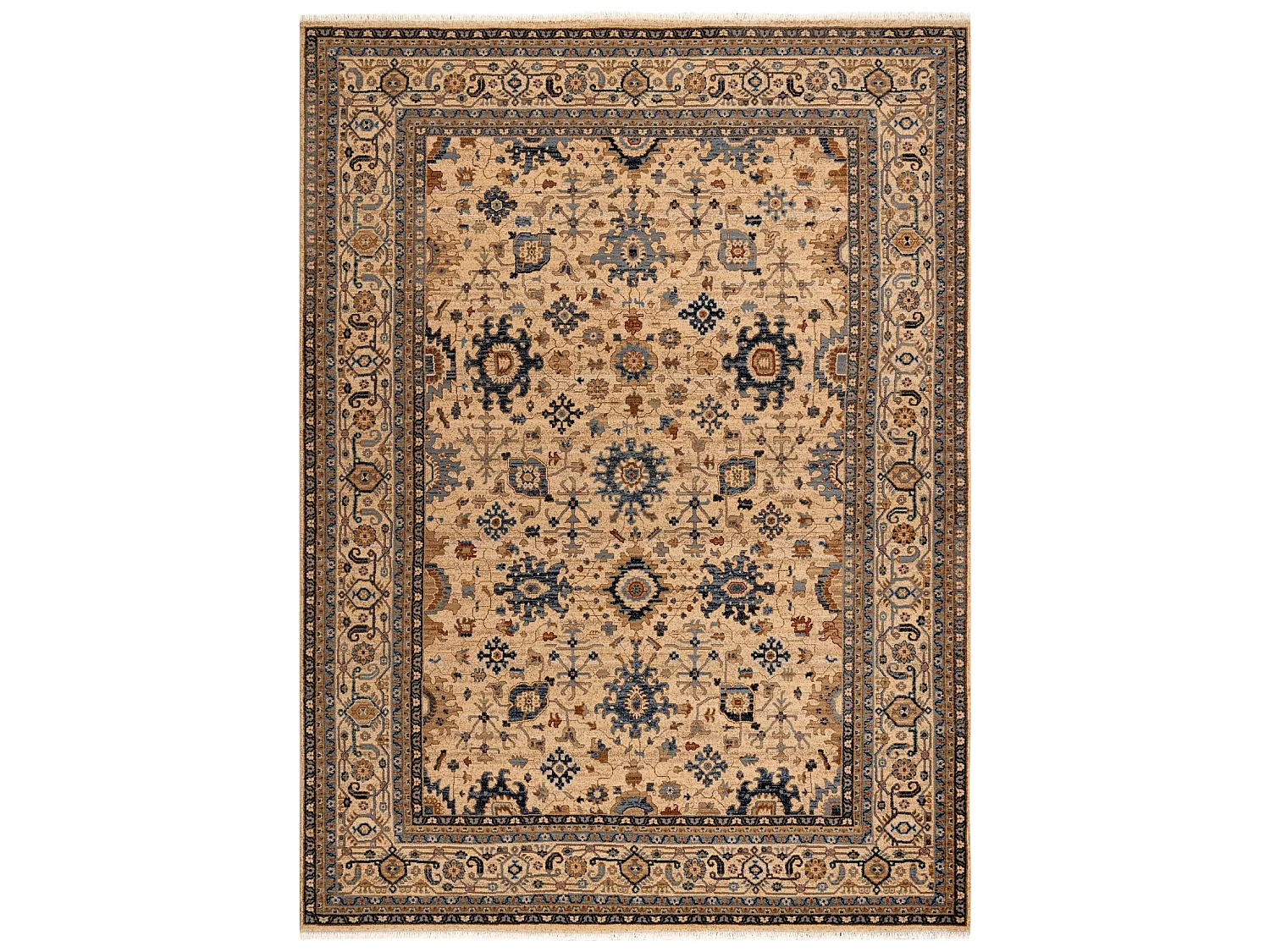 Tapete KESHAN franjas, oriental clássico 7521/53555 bege / azul escur 160x230 cm