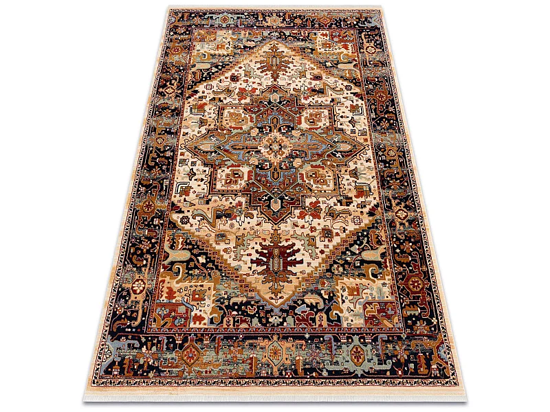 Alfombra KESHAN franjas, Ornamento oriental 2886/53555 beige / burdeos 160x230 cm