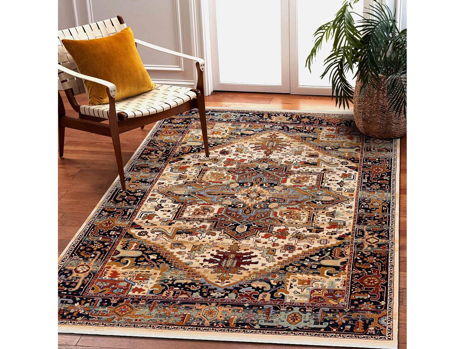 Dywan KESHAN Frędzle, Ornament orientalny 2886/53555 beż / bordo 160x230 cm