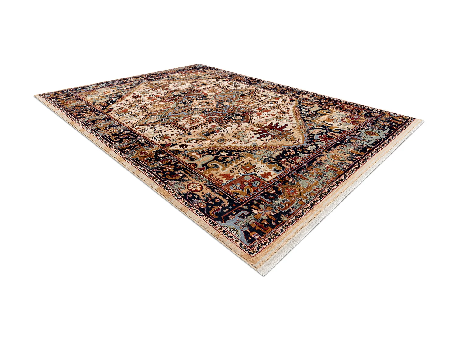 Teppich Wolle KESHAN Franse, Ornament orientalisch 2886/53555 beige /  160x230 cm