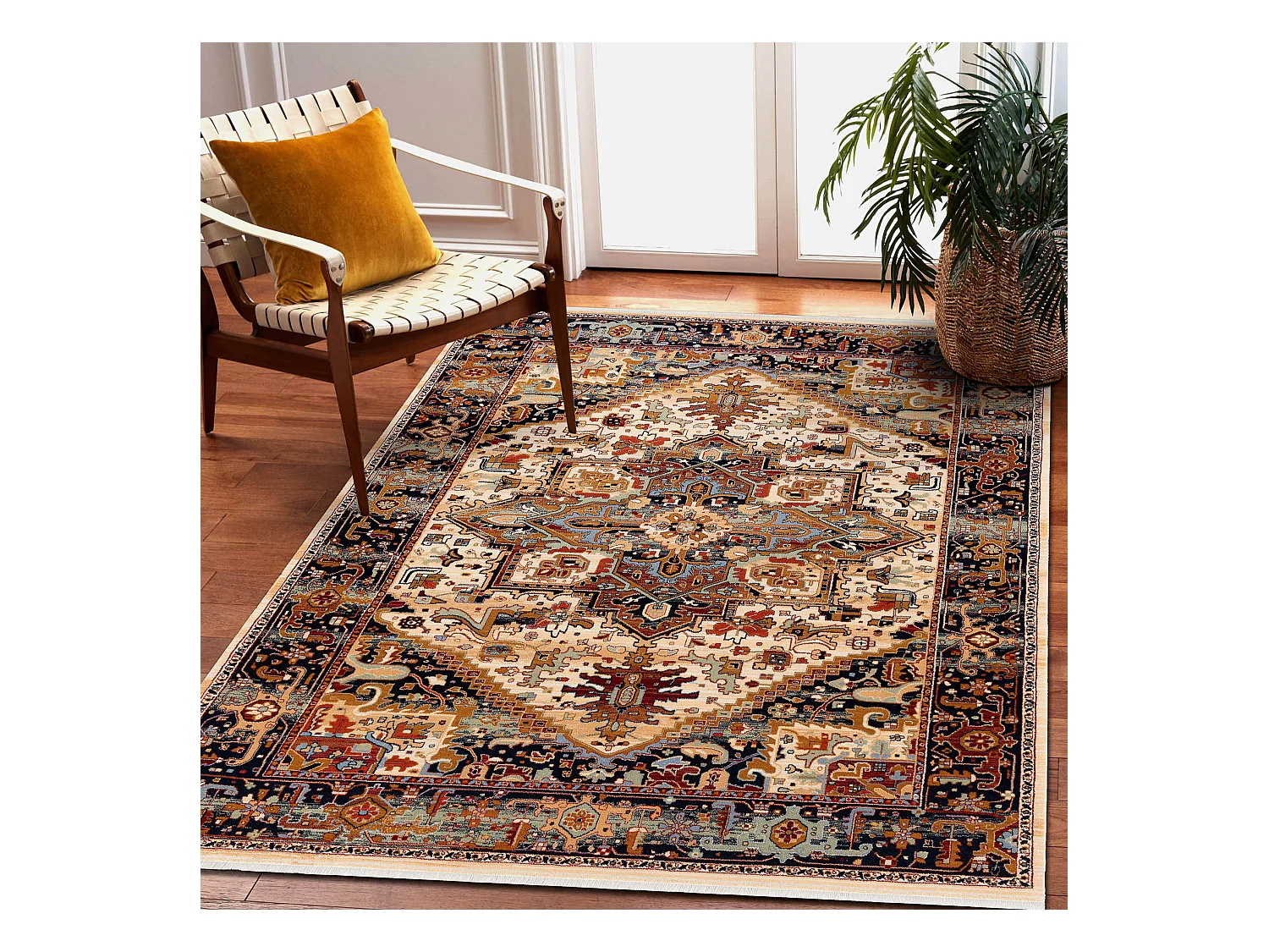 Teppich Wolle KESHAN Franse, Ornament orientalisch 2886/53555 beige /  160x230 cm