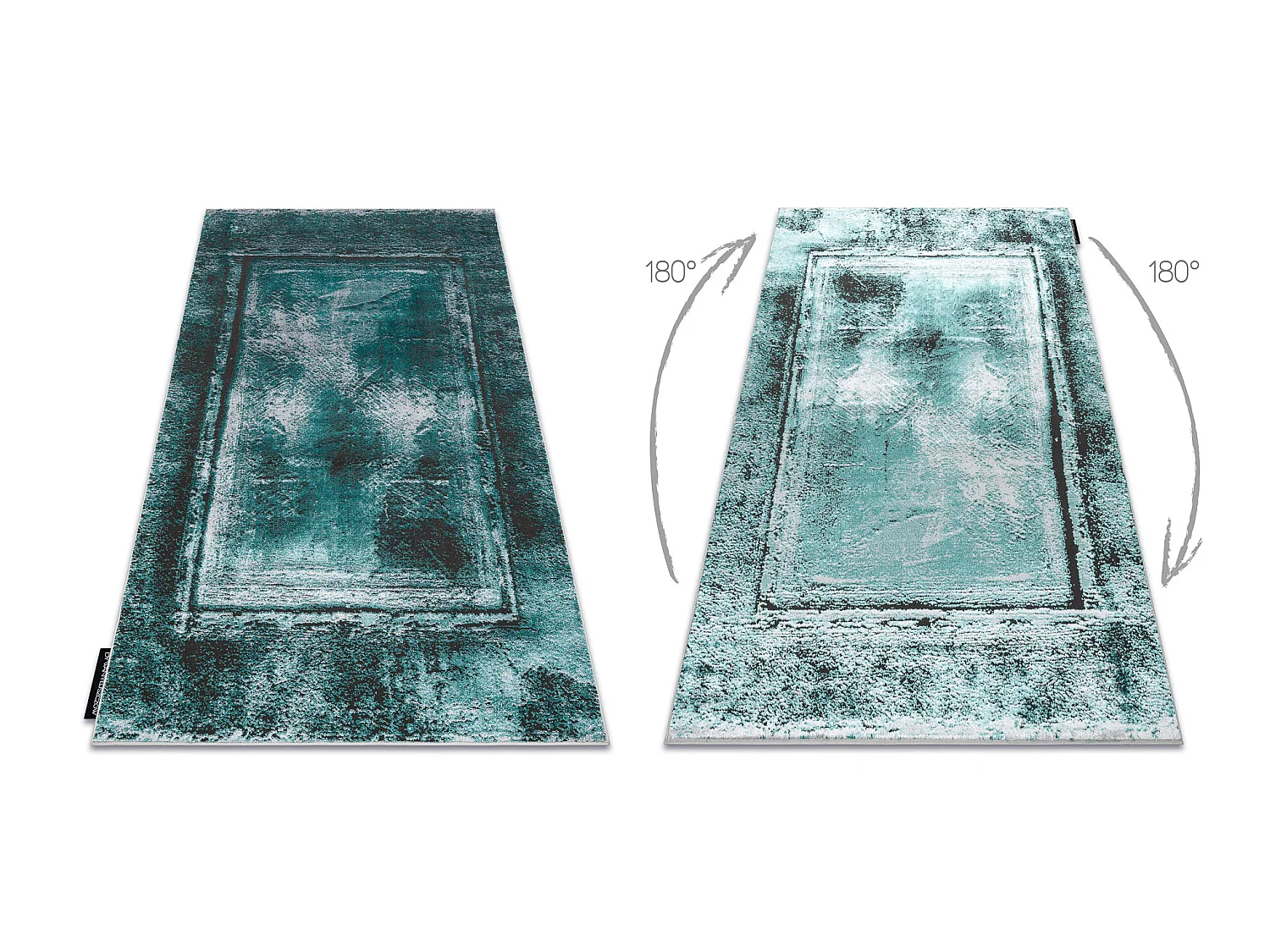 Tapis DE LUXE moderne 634 Cadre vintage - Structural vert / anthracite 120x170 cm