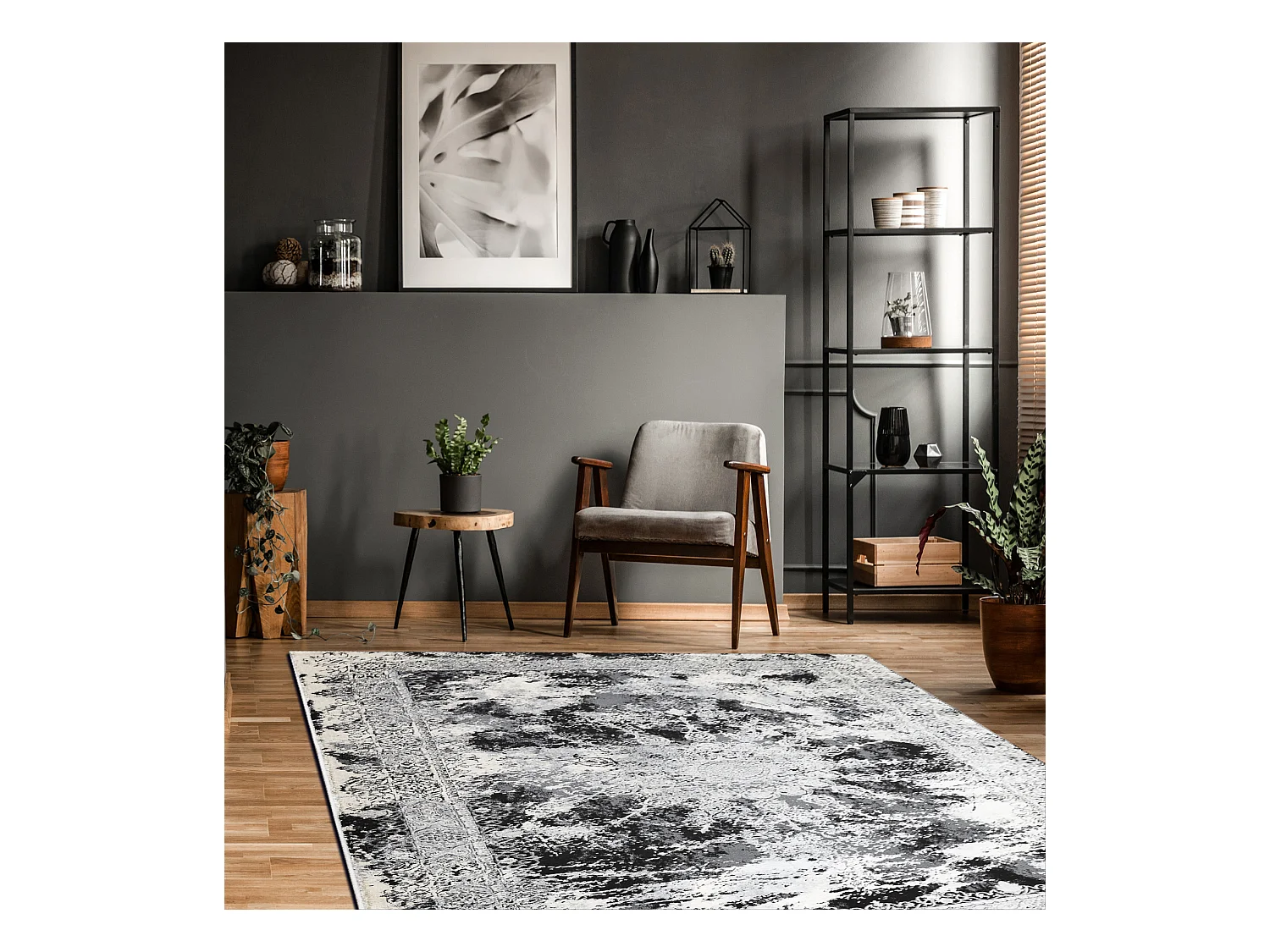 Tapijt VINCI 1407 modern Rozet vintage gewreven - Structureel ivoor /  120x170 cm