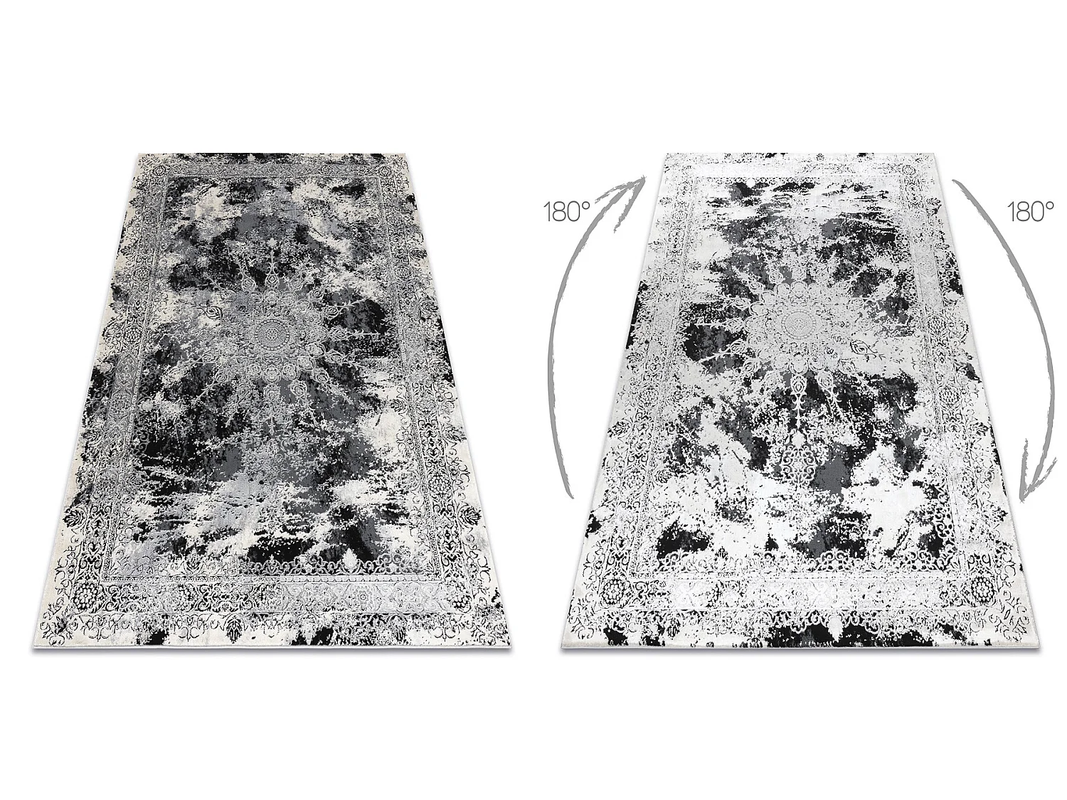 Tapijt VINCI 1407 modern Rozet vintage gewreven - Structureel ivoor /  120x170 cm