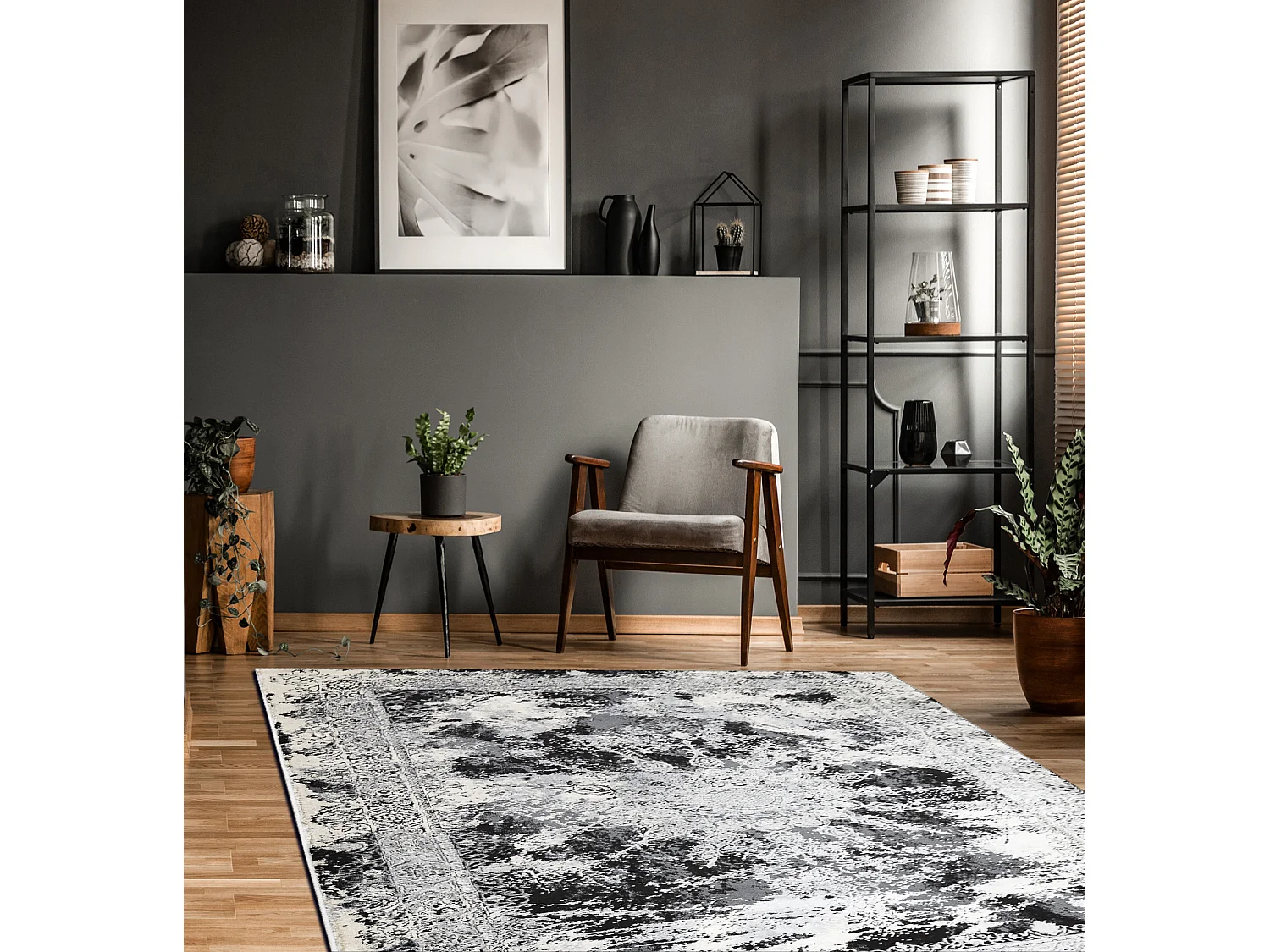 Tapijt VINCI 1407 modern Rozet vintage gewreven - Structureel ivoor /  120x170 cm