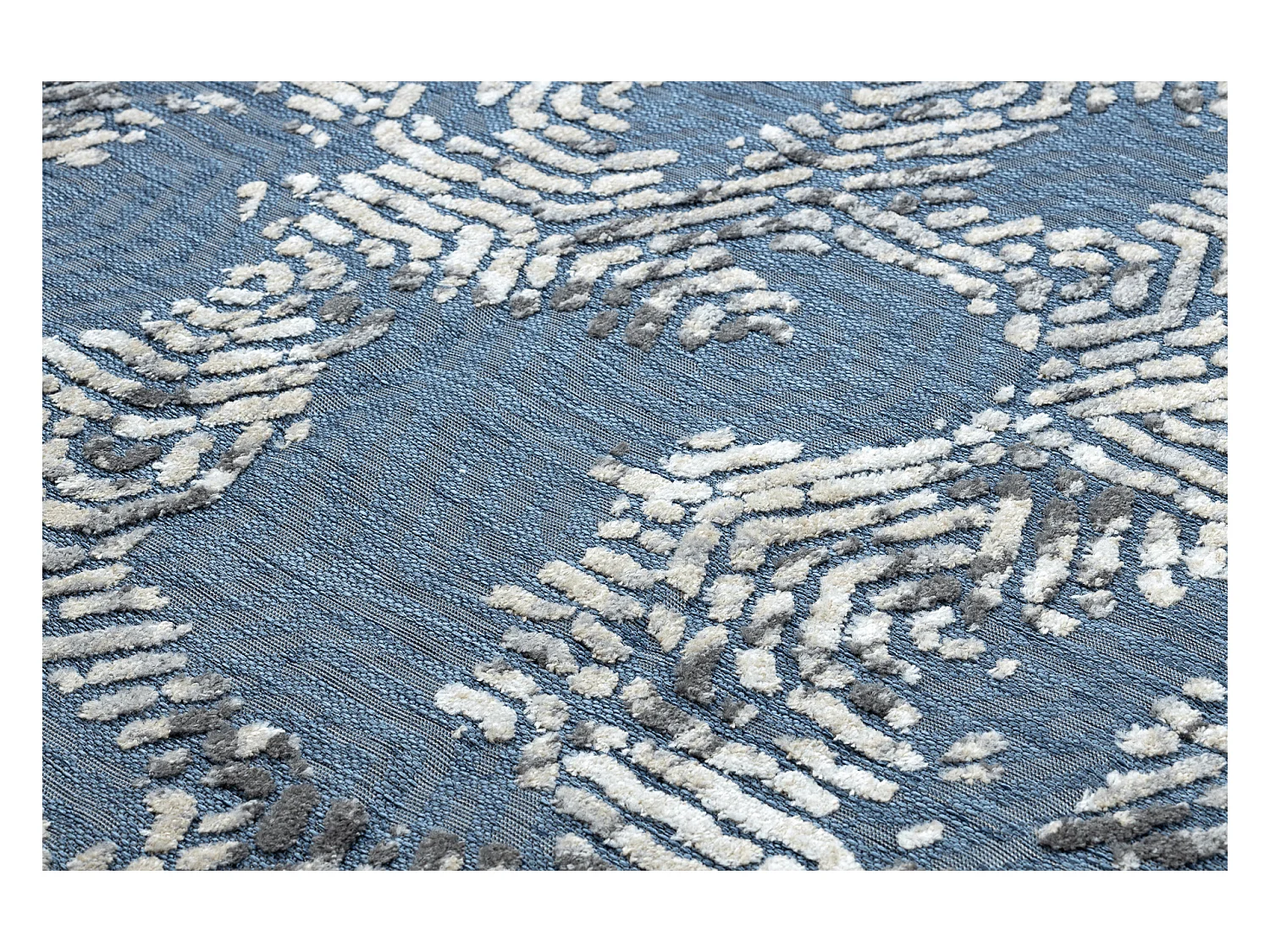 Tapis Structural SOLE D3841 hexagones - tissé à plat bleu / beige 80x150 cm