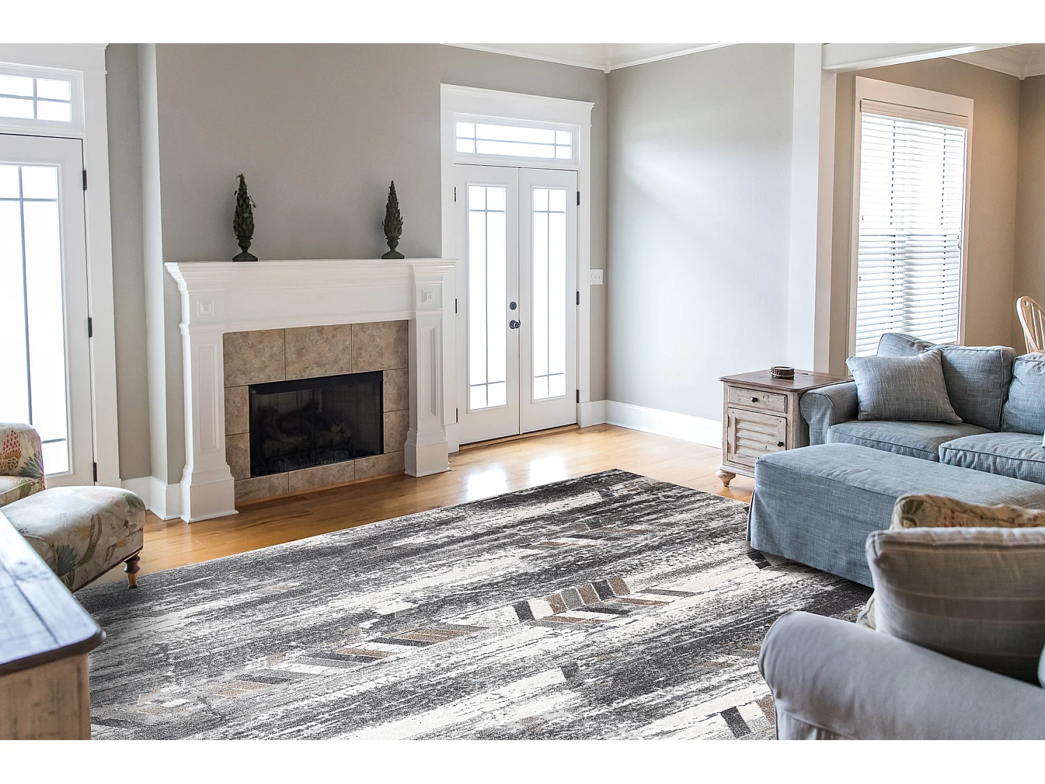 Tapijt NOBLE modern 9732 47 Zilverspar vintage gewreven - Structureel, 140x190 cm