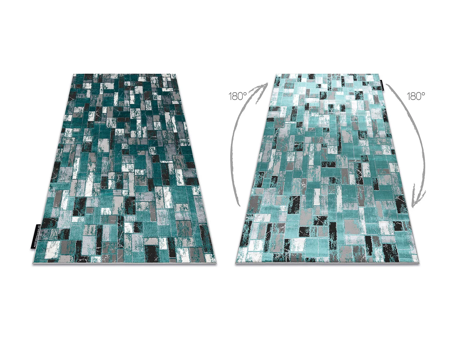 Tapete DE LUXE moderno 6768 Geométrico - Structural verde / antracite 140x190 cm