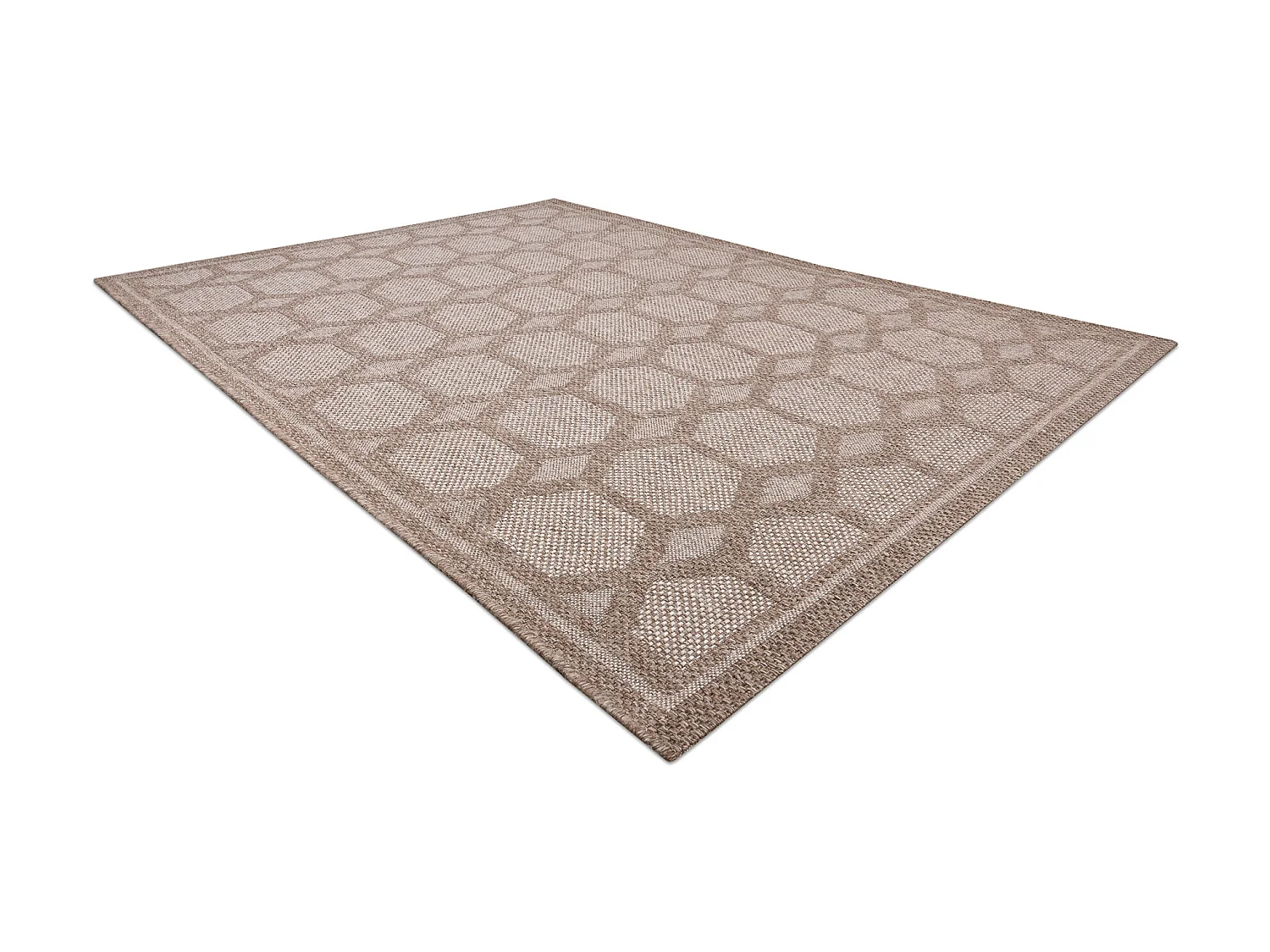 Tapis HOUSE SIZAL 40356 Diamants, tissé à plat, effet laineux beige 80x150 cm
