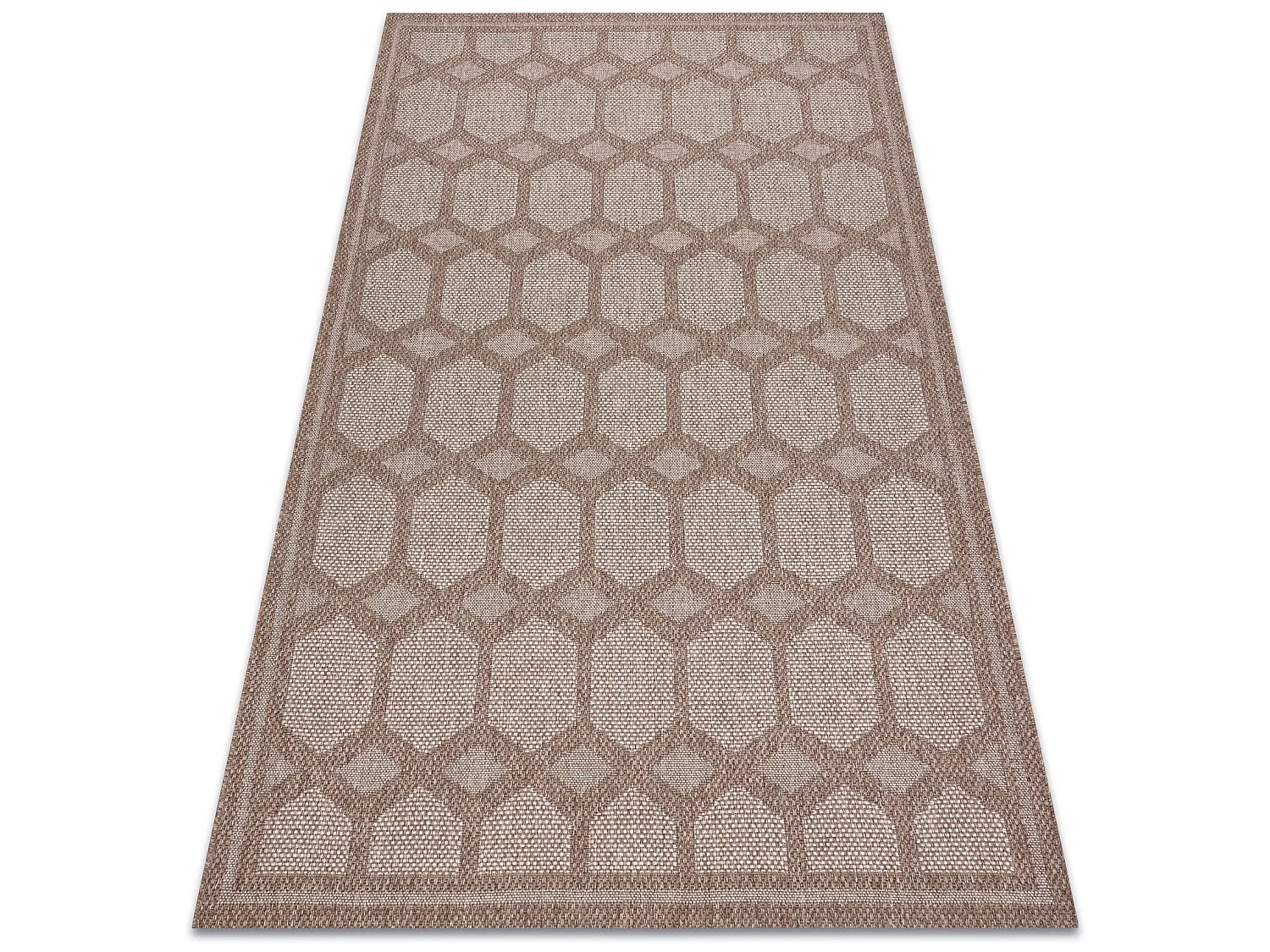 Tapijt HOUSE SISAL 40356 Ruit , plat te weven, wol efecte beige  80x150 cm