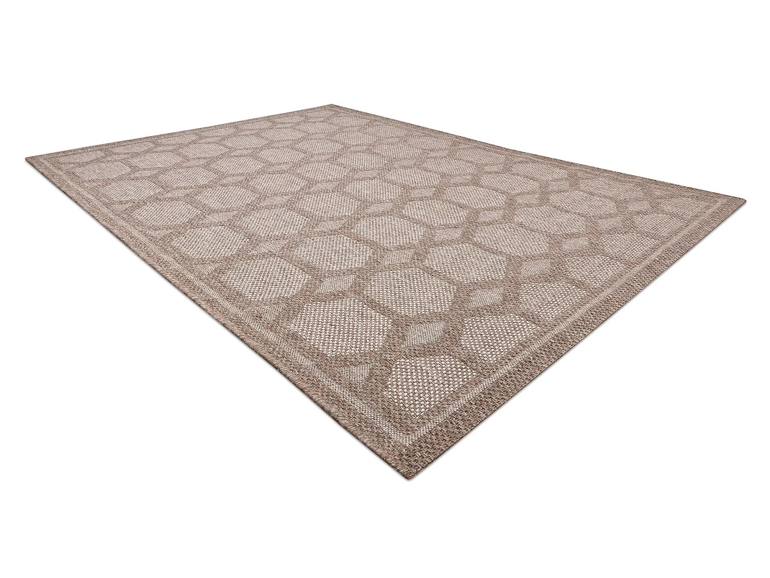 Tapijt HOUSE SISAL 40356 Ruit , plat te weven, wol efecte beige  80x150 cm