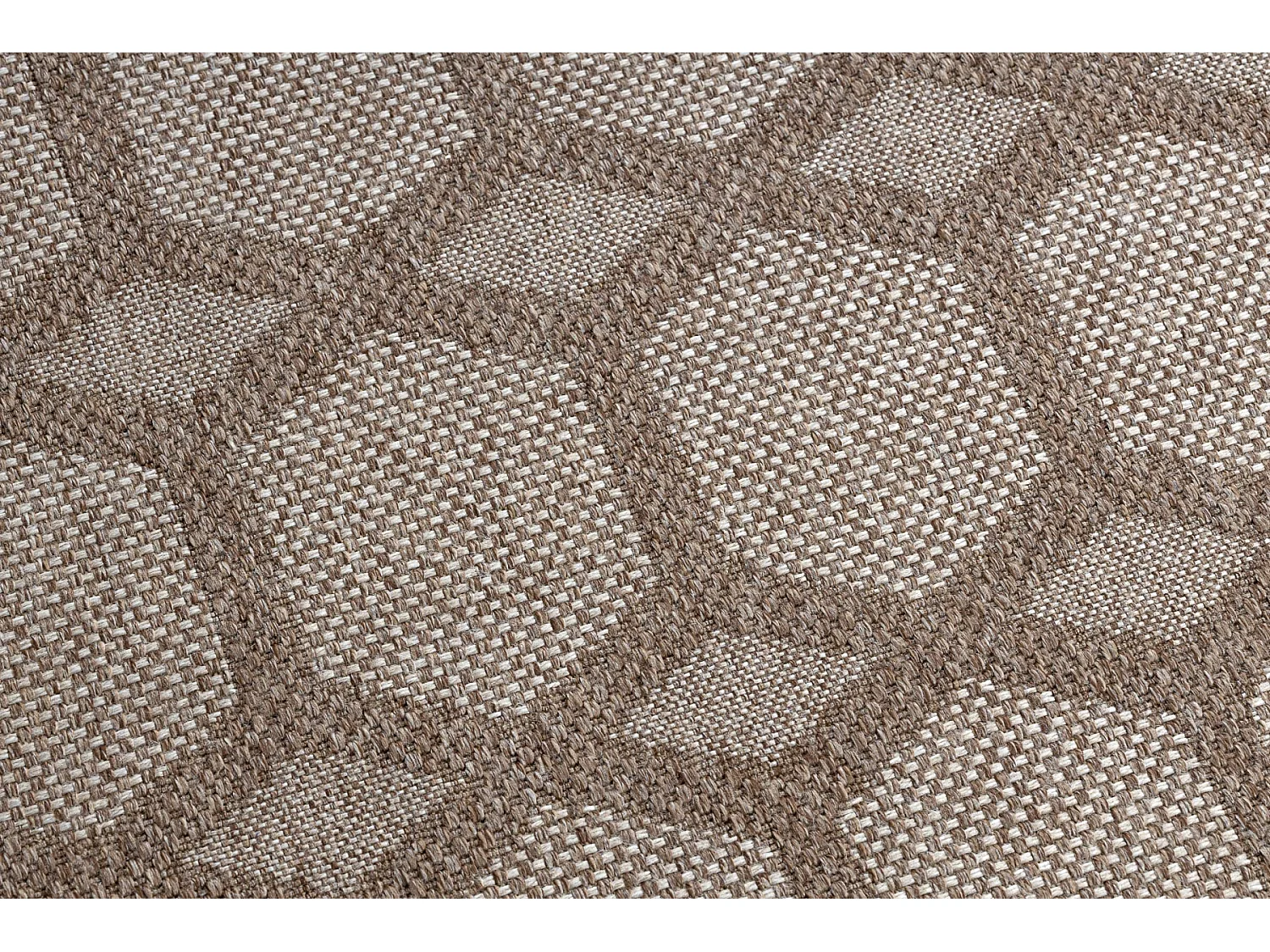 Tapijt HOUSE SISAL 40356 Ruit , plat te weven, wol efecte beige  80x150 cm