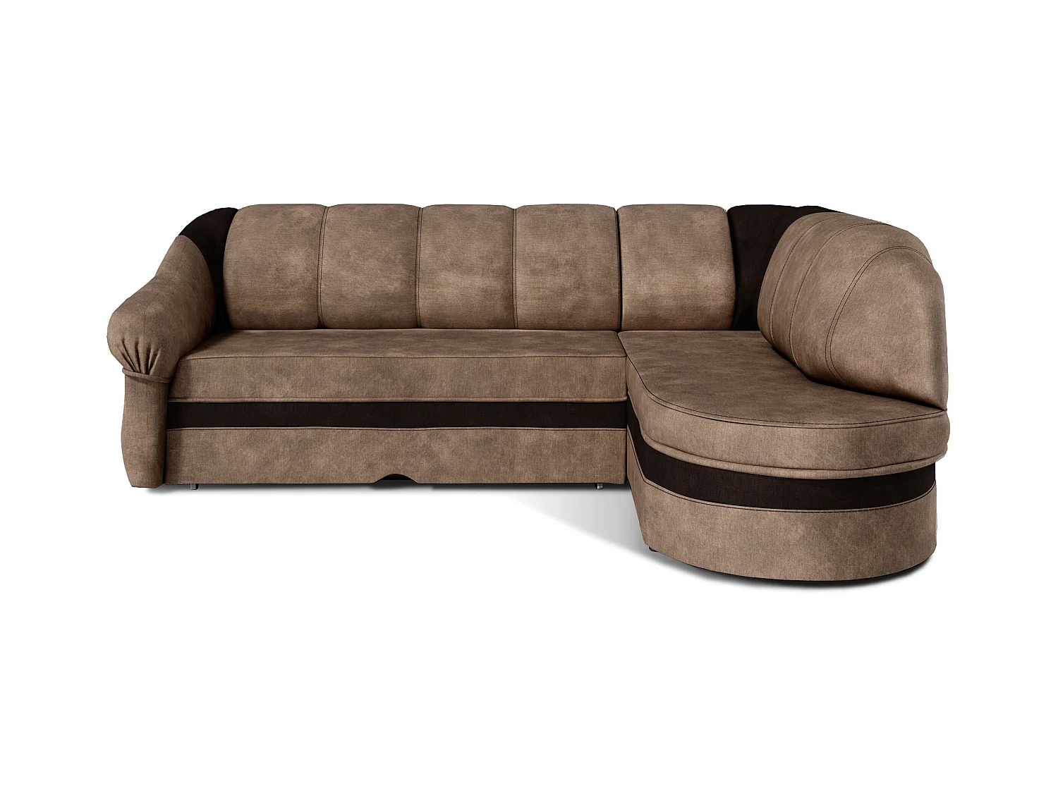 Canapé d'angle droit convertible velours marron clair et marron foncé Sundy 250cm