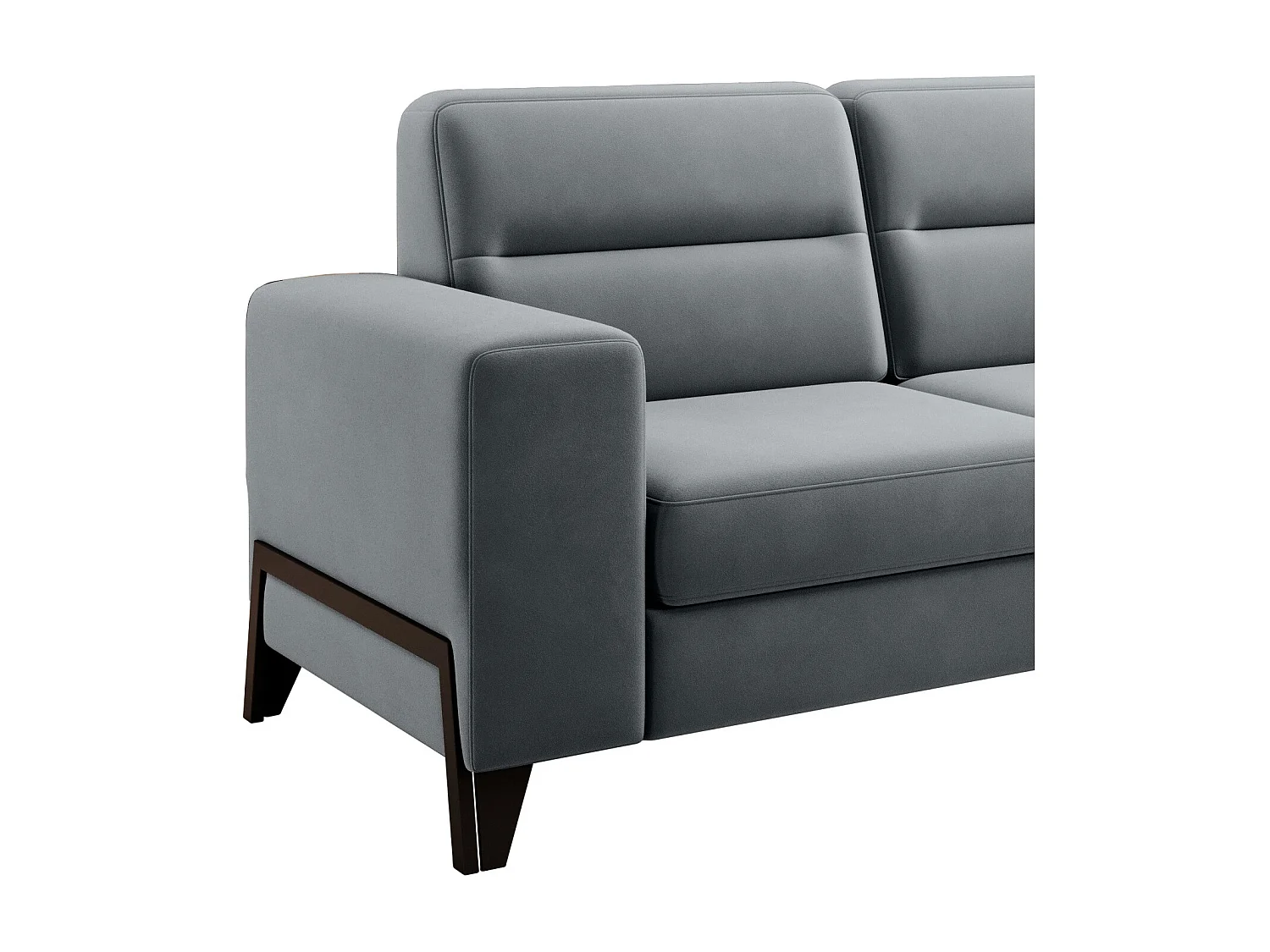 Canapé angle droit convertible velours gris et pieds acier noir Kassidi 277cm