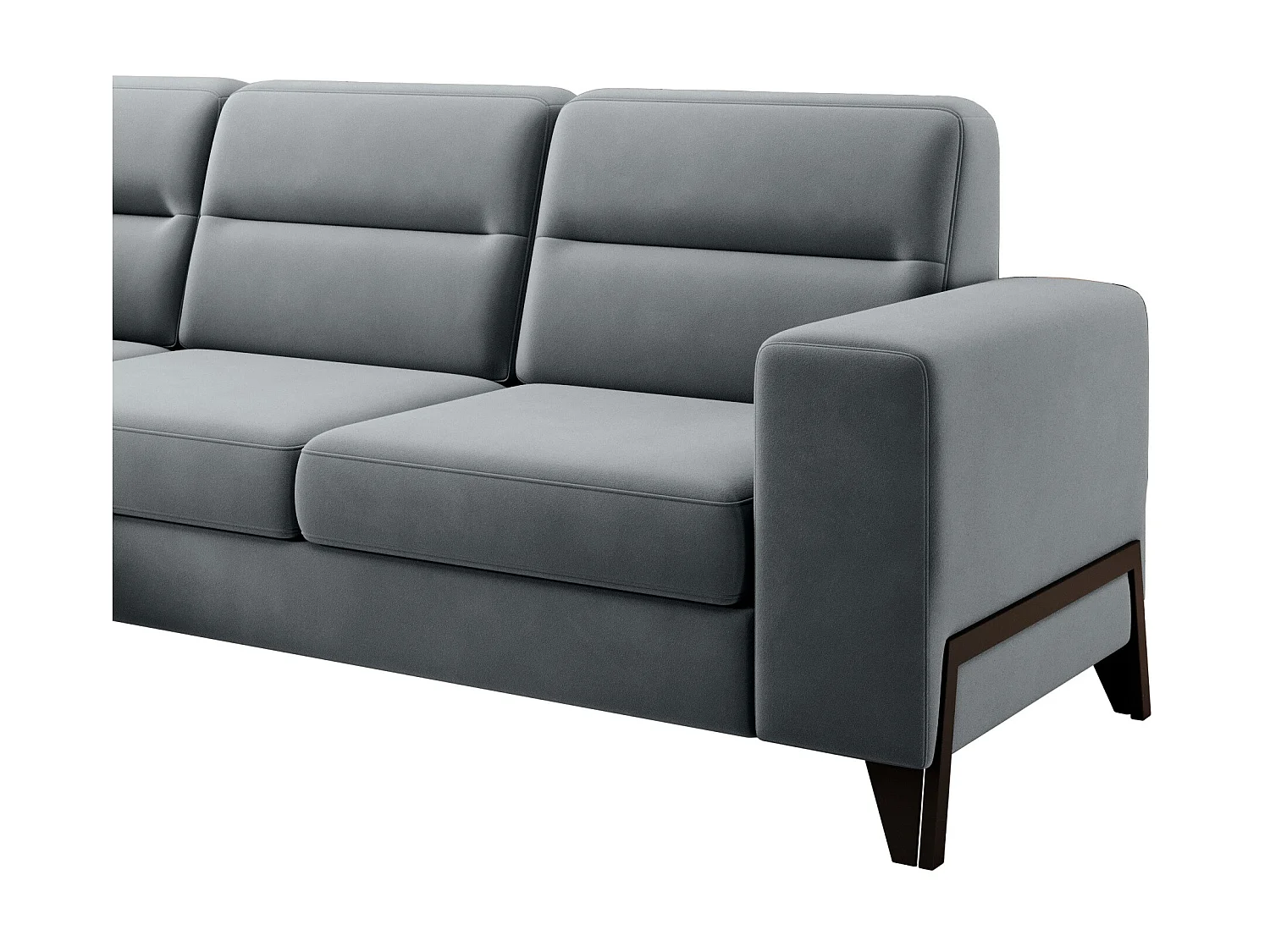 Canapé angle gauche convertible velours gris et pieds acier noir Kassidi 277cm