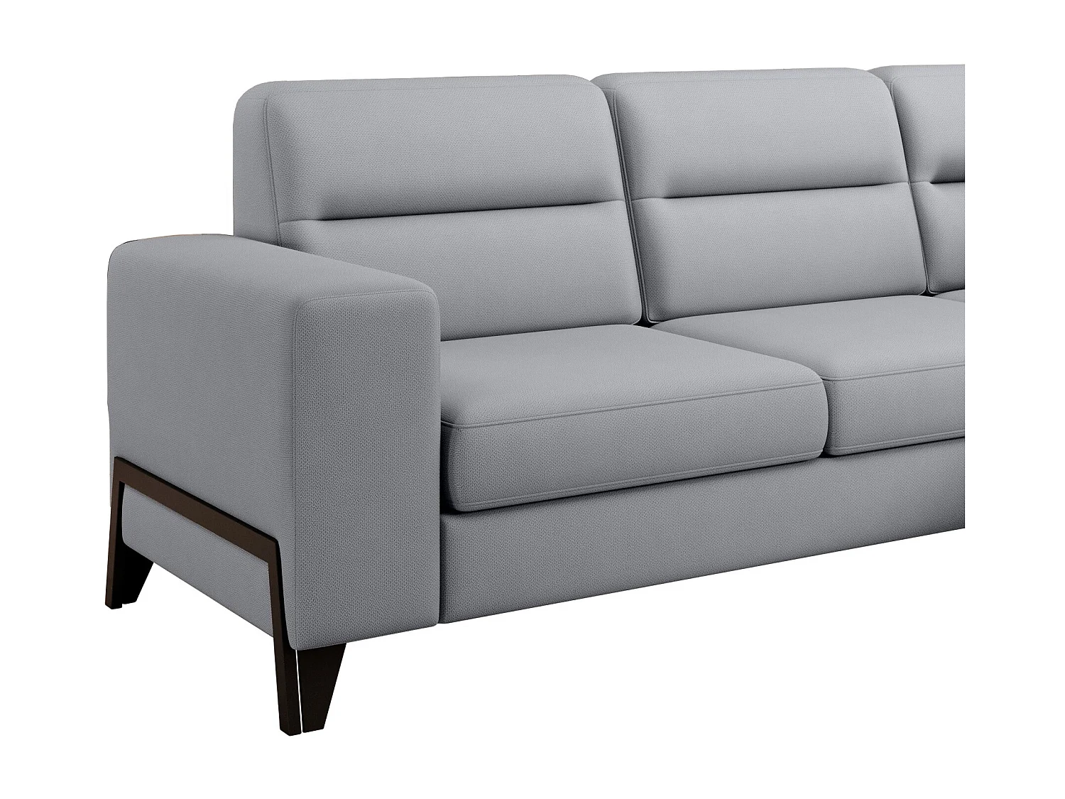 Canapé angle droit convertible tissu gris clair et pieds acier noir Kassidi 277cm