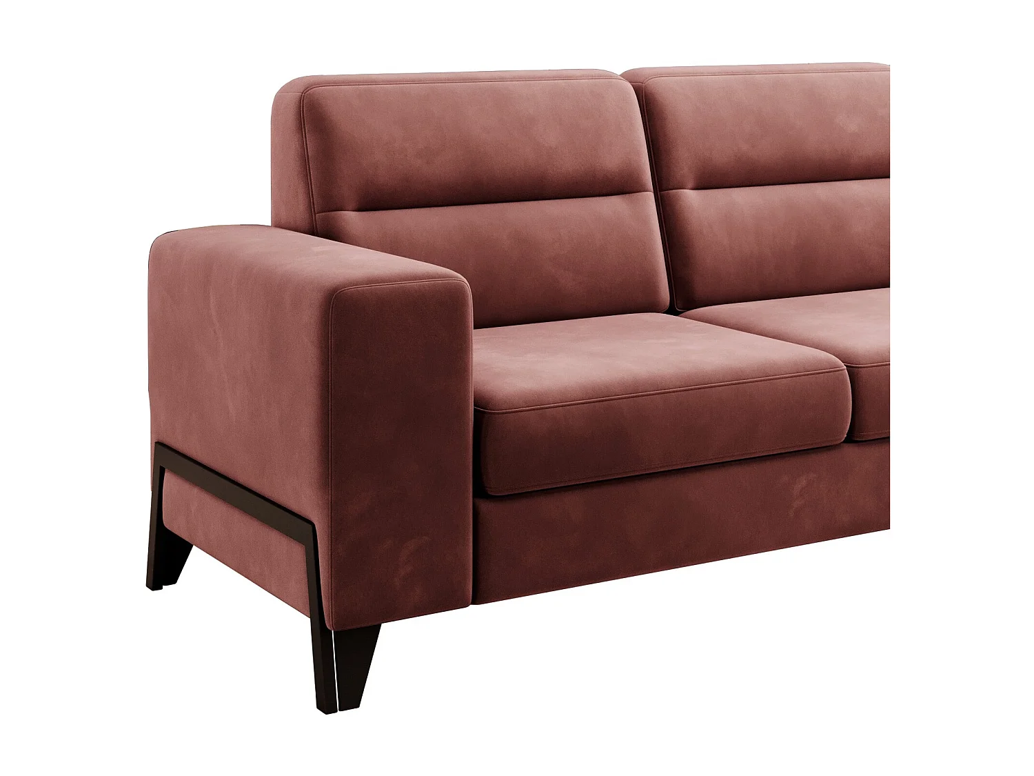 Canapé angle droit convertible tissu rouille et pieds acier noir Kassidi 277cm