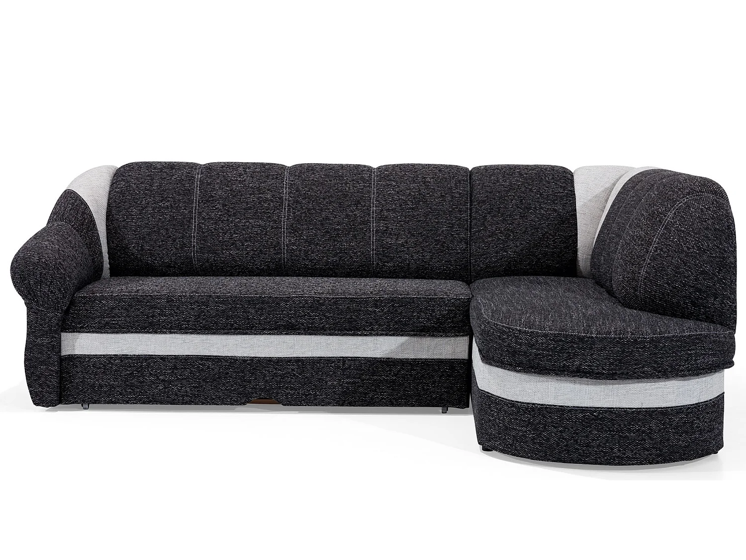Converteerbare hoekbank rechts in donker en licht grijs gemêleerde stof Sundy 250 cm