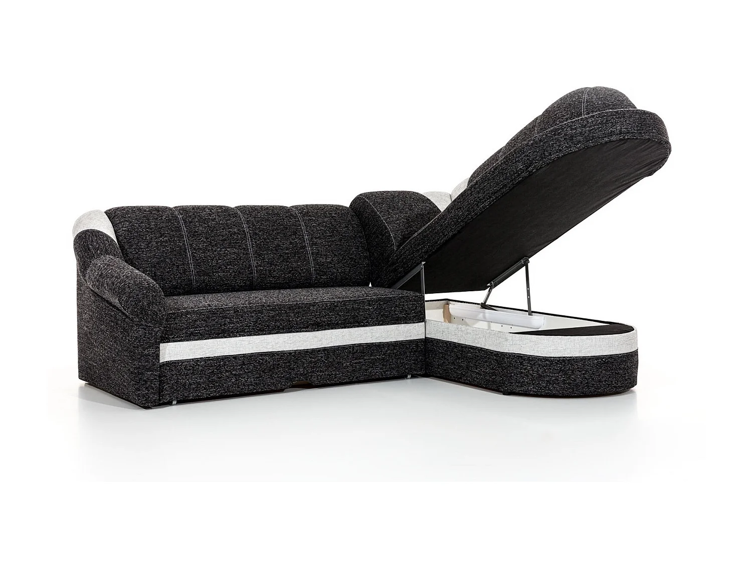 Converteerbare hoekbank rechts in donker en licht grijs gemêleerde stof Sundy 250 cm