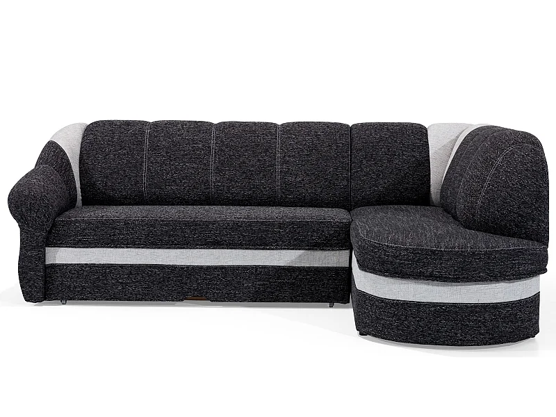 Converteerbare hoekbank rechts in donker en licht grijs gemêleerde stof Sundy 250 cm