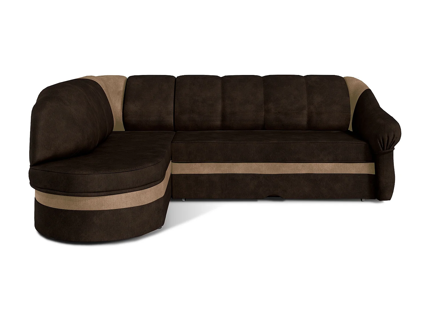 Canapé d'angle gauche convertible velours marron foncé et marron clair Sundy 250cm