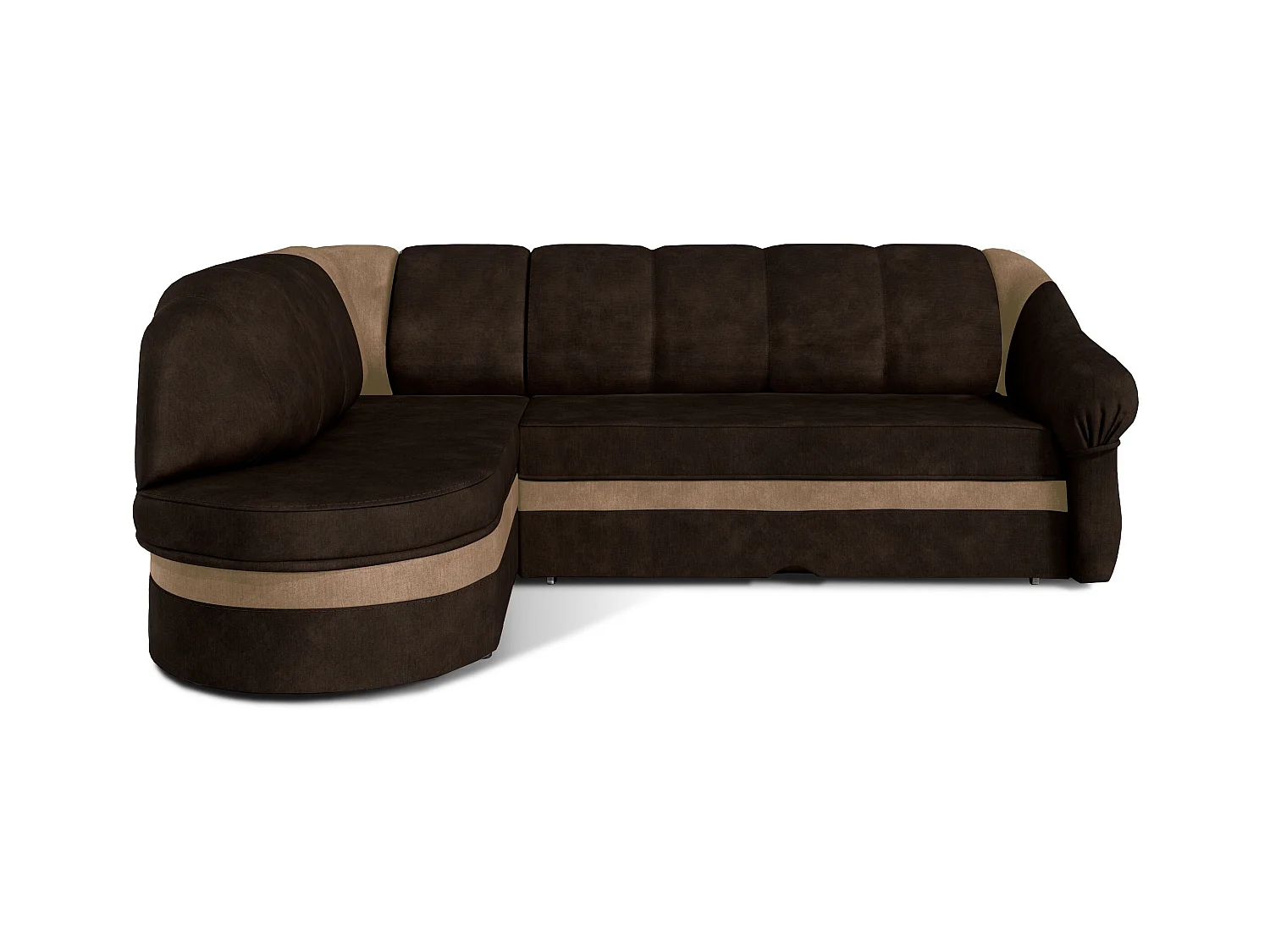 Canapé d'angle gauche convertible velours marron foncé et marron clair Sundy 250cm