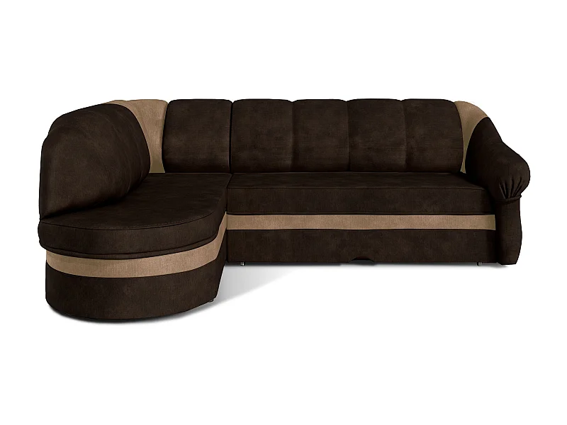 Canapé d'angle gauche convertible velours marron foncé et marron clair Sundy 250cm