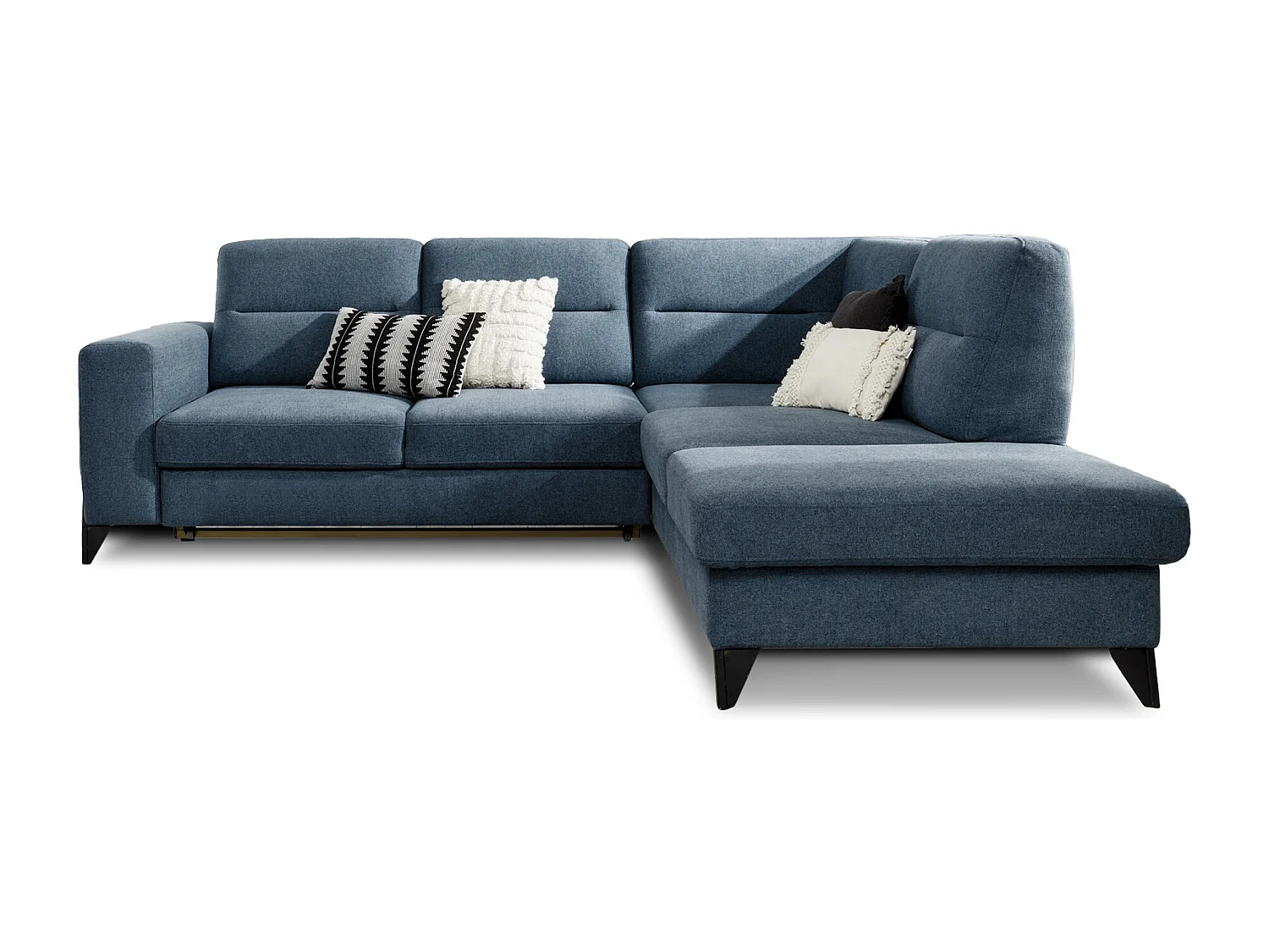 Canapé d'angle convertible tissu KAZAL - Dossiers réglables et pieds acier noir-Gris souris-angle gauche