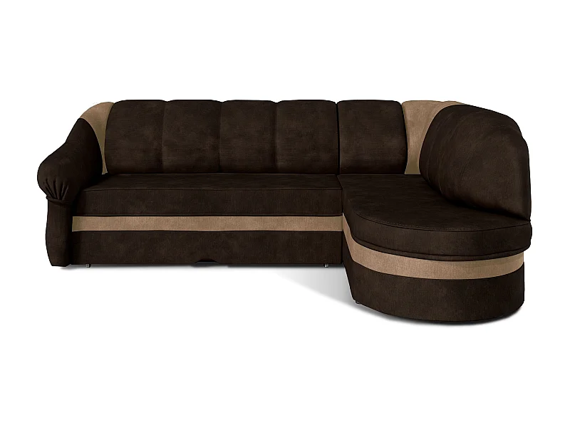 Canapé d'angle droit convertible velours marron foncé et marron clair Sundy 250cm