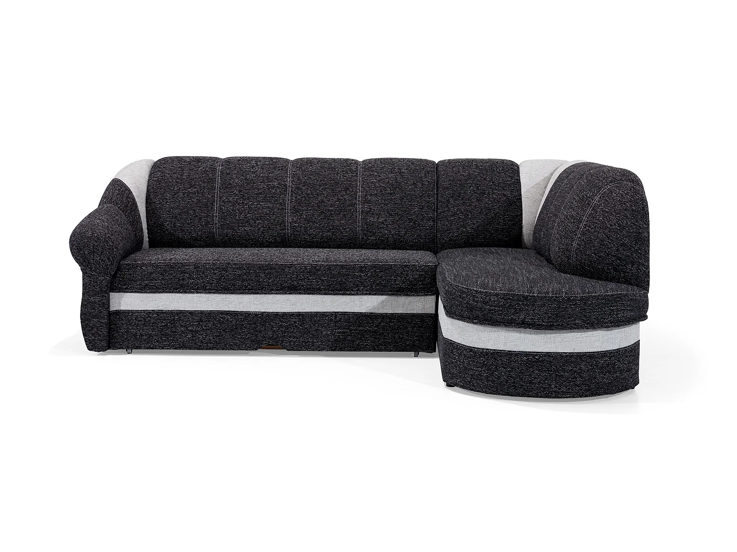 Canapé d'angle droit convertible velours marron foncé et marron clair Sundy 250cm