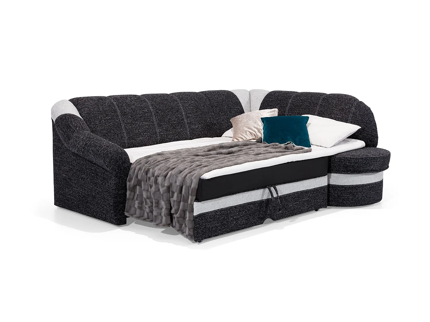 Canapé d'angle droit convertible velours marron foncé et marron clair Sundy 250cm