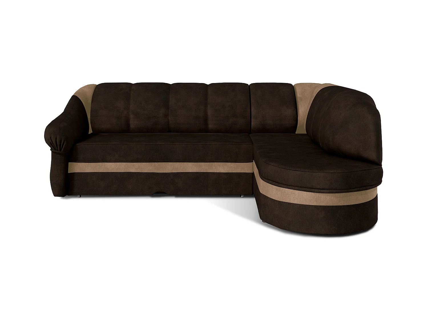 Canapé d'angle droit convertible velours marron foncé et marron clair Sundy 250cm