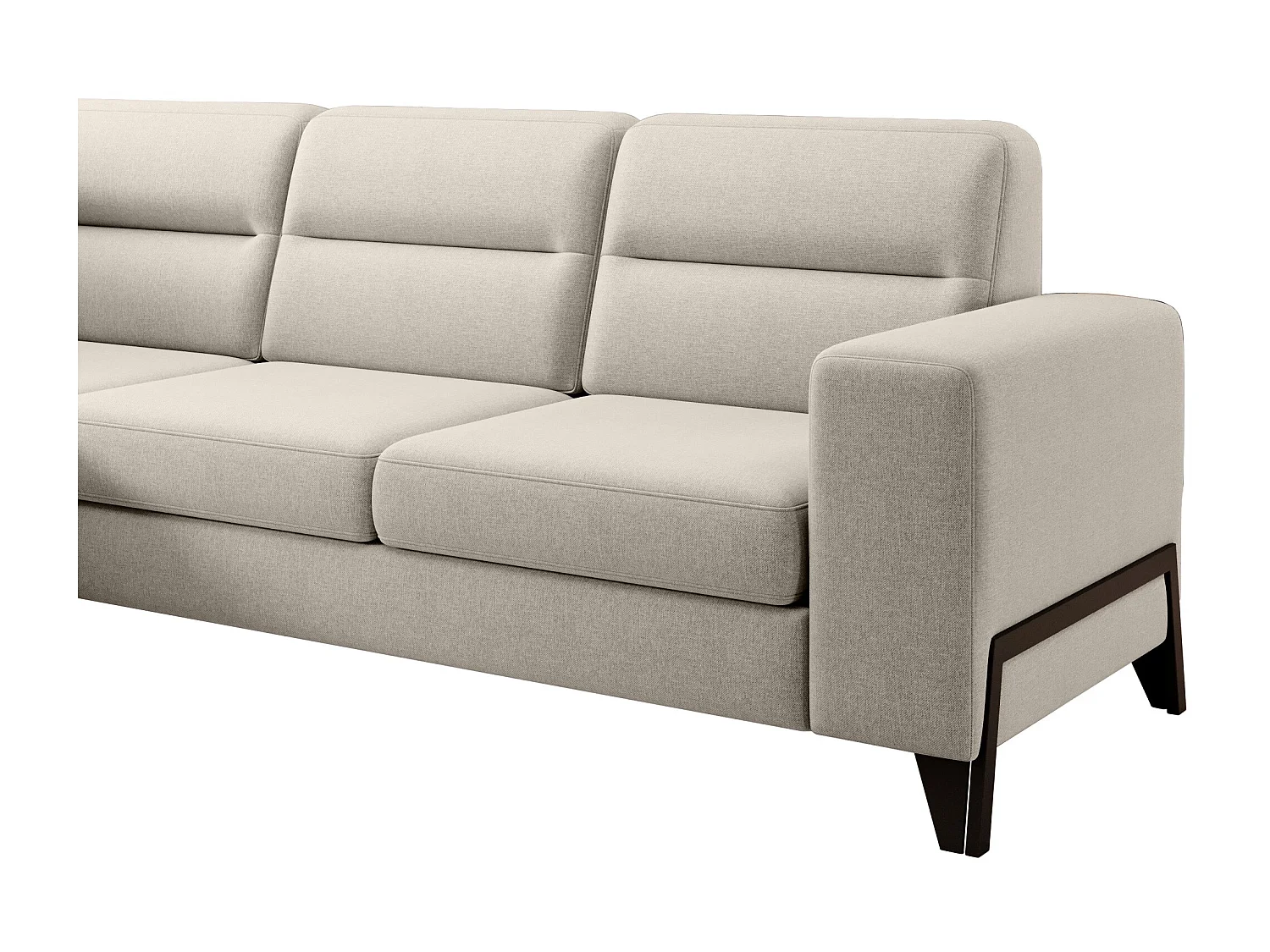 Converteerbare hoekbank links in crème stof en zwarte stalen poten Kassidi 277 cm