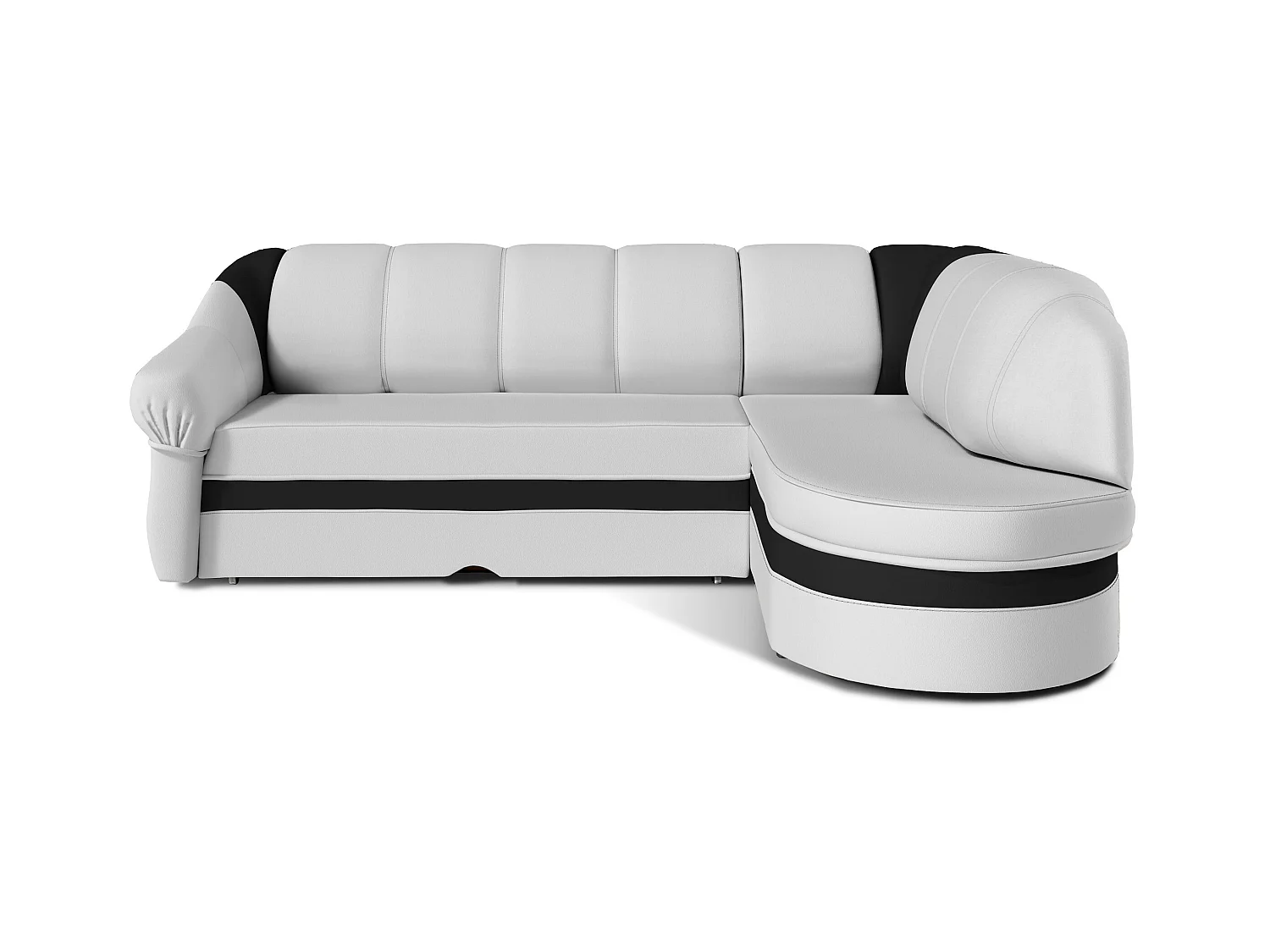 Canapé d'angle droit convertible simili blanc et noir Sundy 250cm