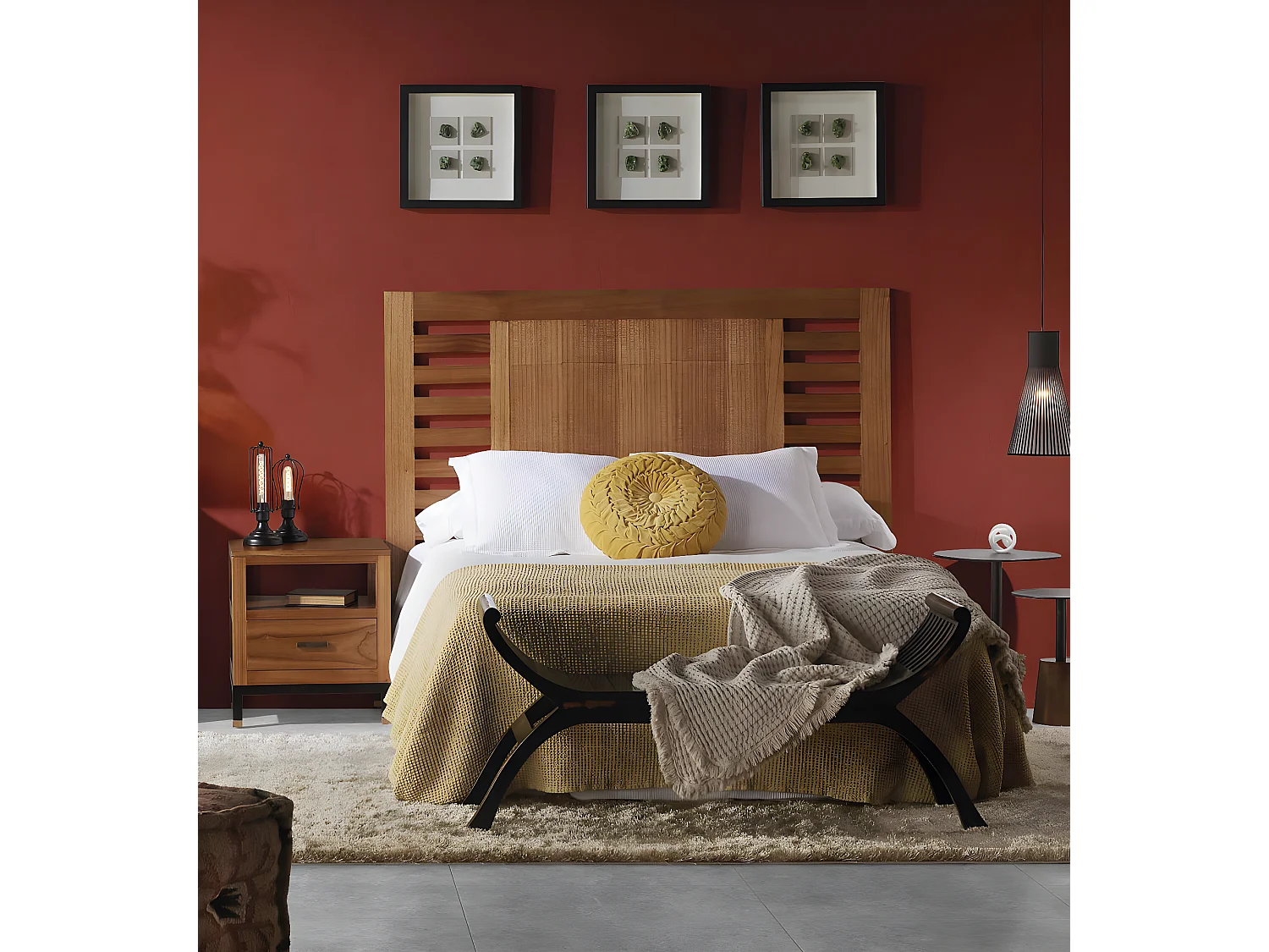 Cabecero Mindy Zandhu de madera maciza clara 165 cm