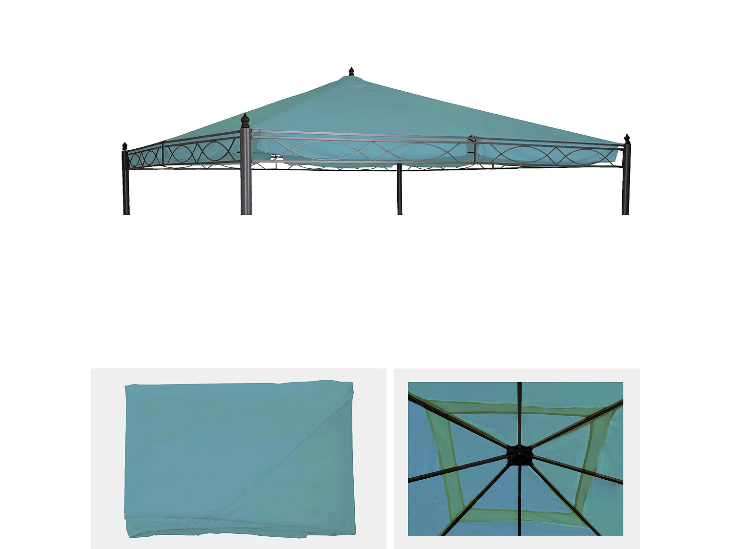 Telo di ricambio copertura tetto per gazebo Cadice poliestere 4x4m azzurro