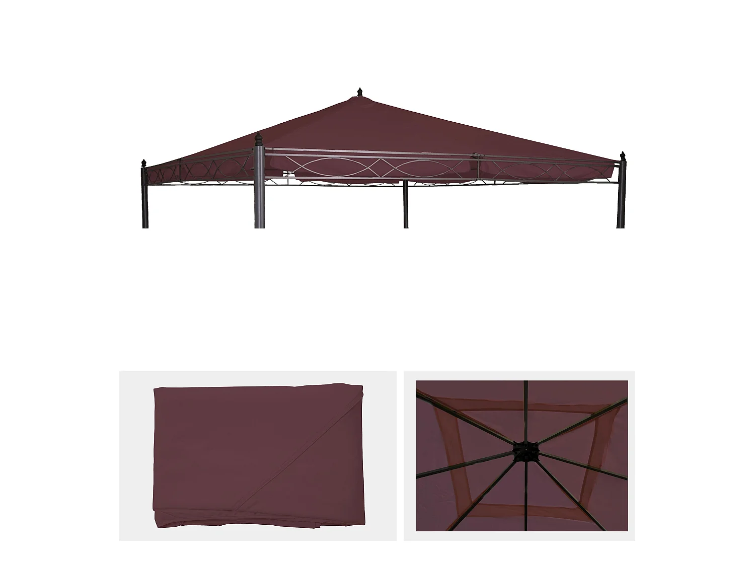 Housse de rechange pour toit de pergola Calpe 4x4m,  rouge-brun