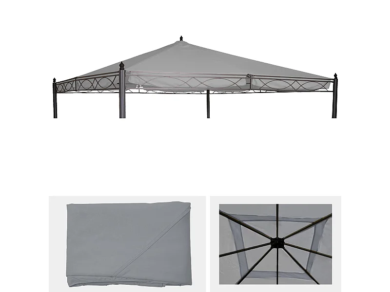 Housse de rechange pour toit de pergola Calpe 4x4m,  gris clair