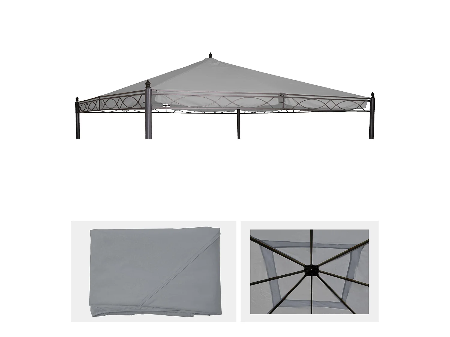 Housse de rechange pour toit de pergola Calpe 4x4m,  gris clair