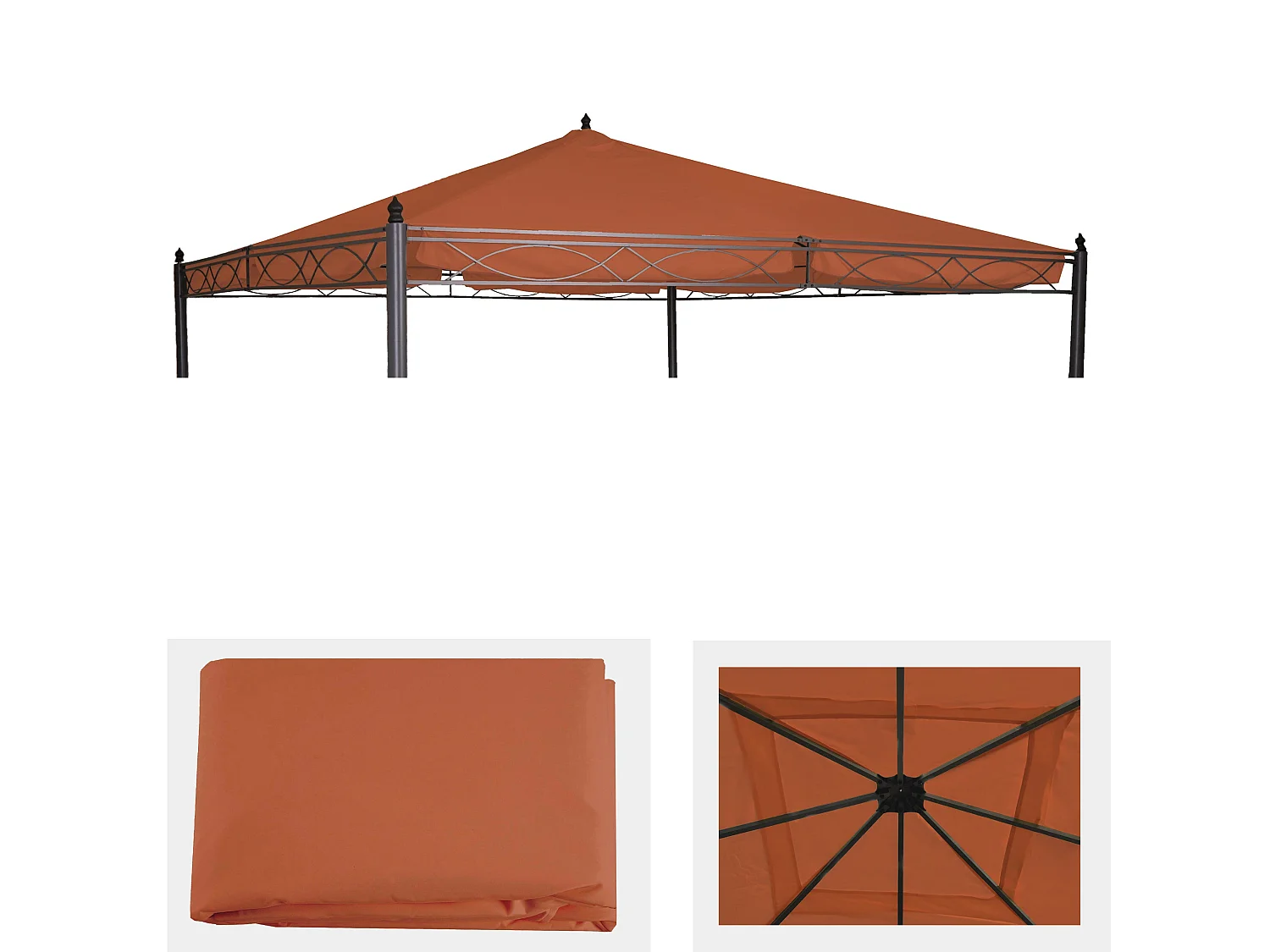 Vervangende dakbedekking voor pergola Calpe III,  terracotta-bruin