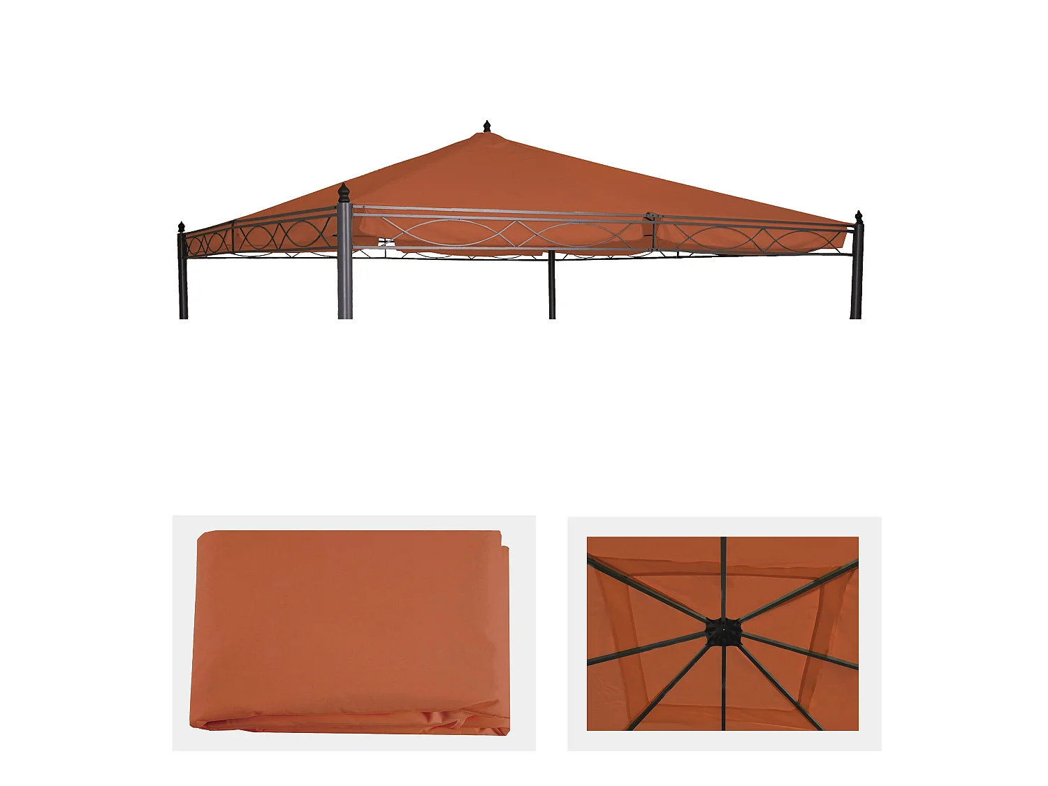 Housse de rechange pour toit de pergola Calpe 4x4m,  terracotta brun